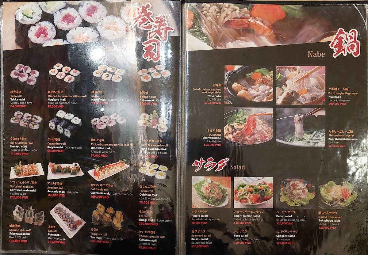 Menu at 和食処 花さ伊 restaurant, Ho Chi Minh City