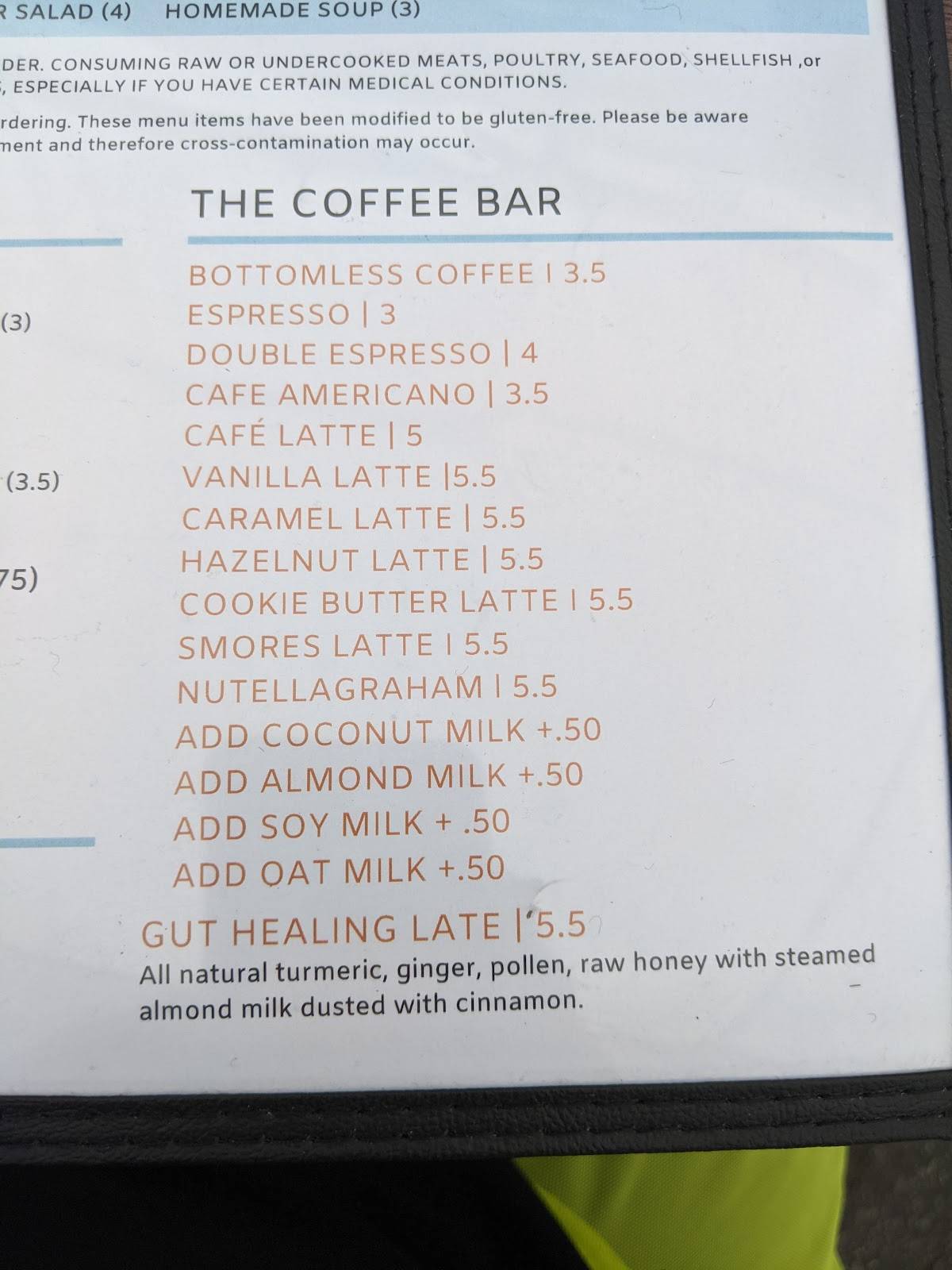 Carta de Honeybear Cafe, Chicago