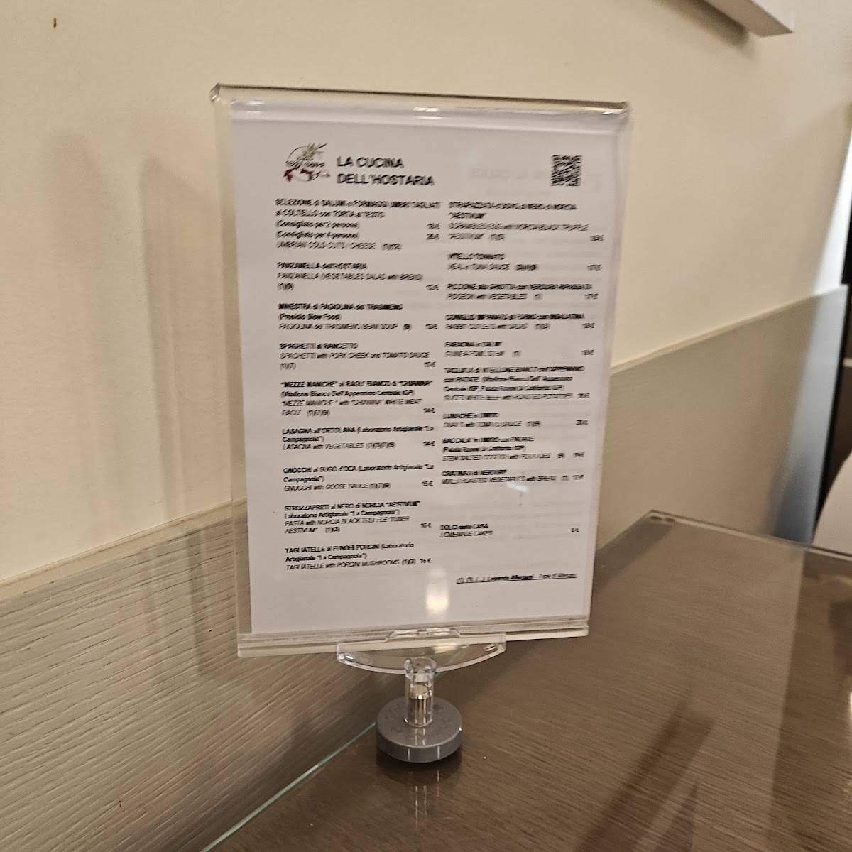 Menu di Hostaria Terra Chiama 