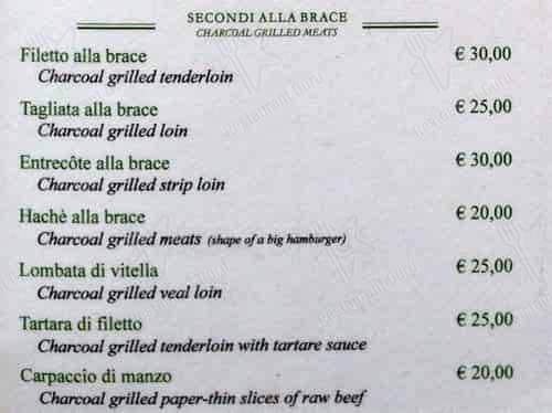 Menu di Hostaria da Pietro 