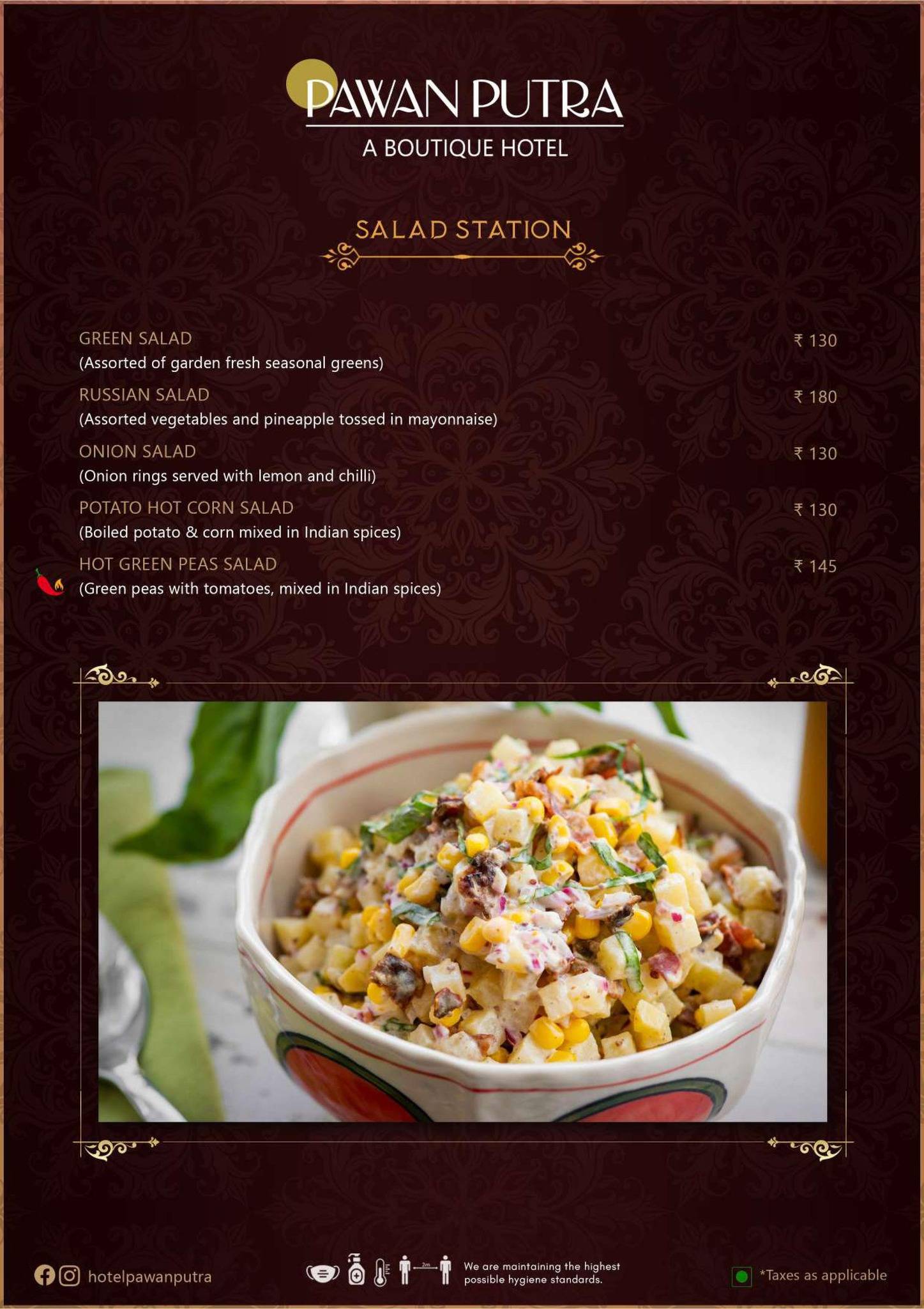 Hotel Pawan Putra menu