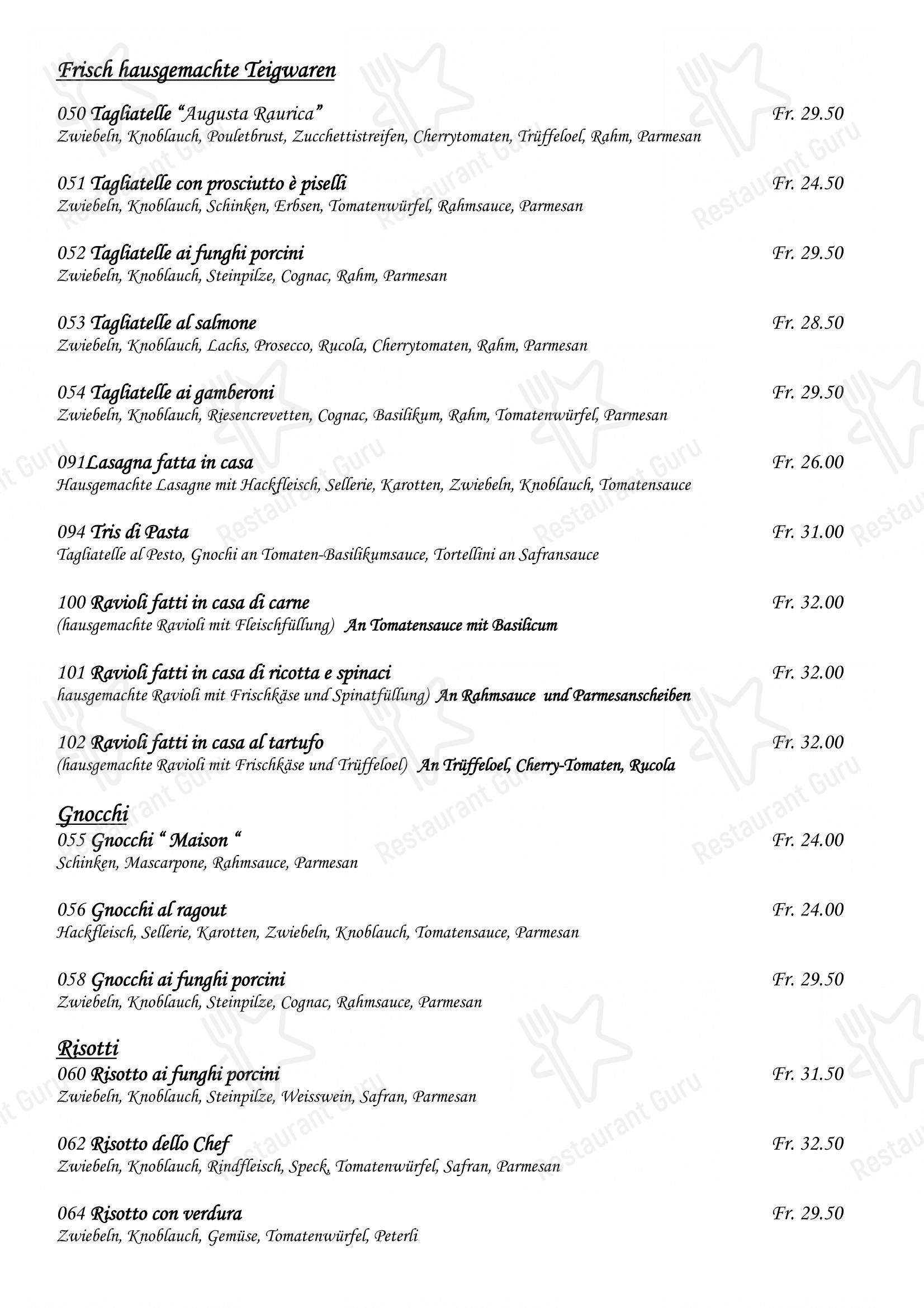 Römerhof Augst in Augst - Menu