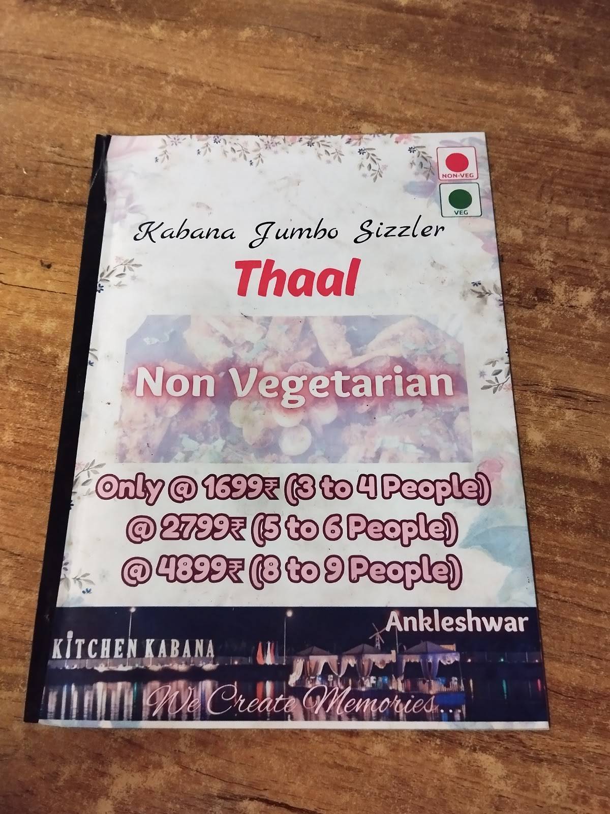 Hotel kitchen kabana Ankleshwar menu