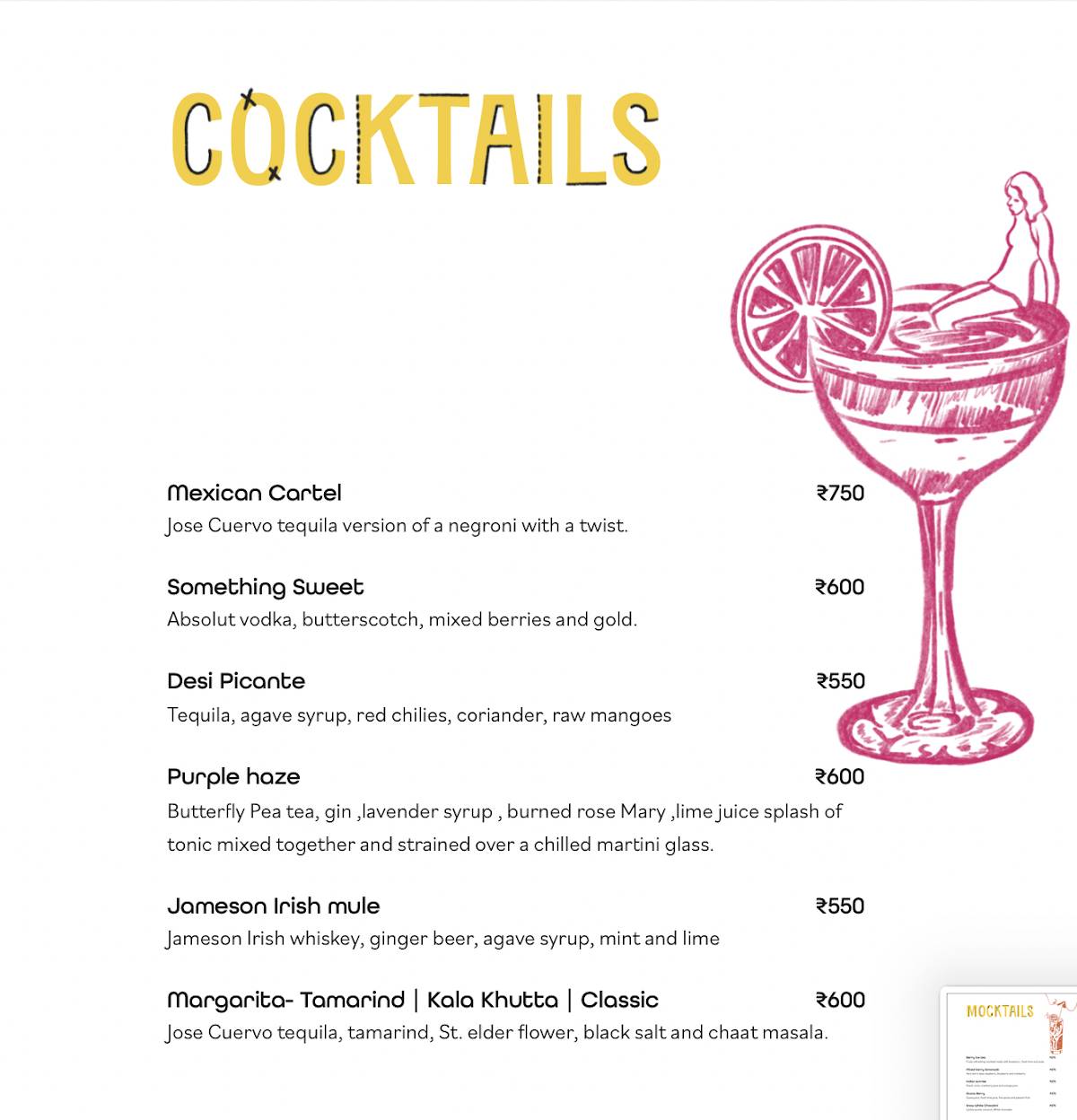 House Of Pandora HOP menu