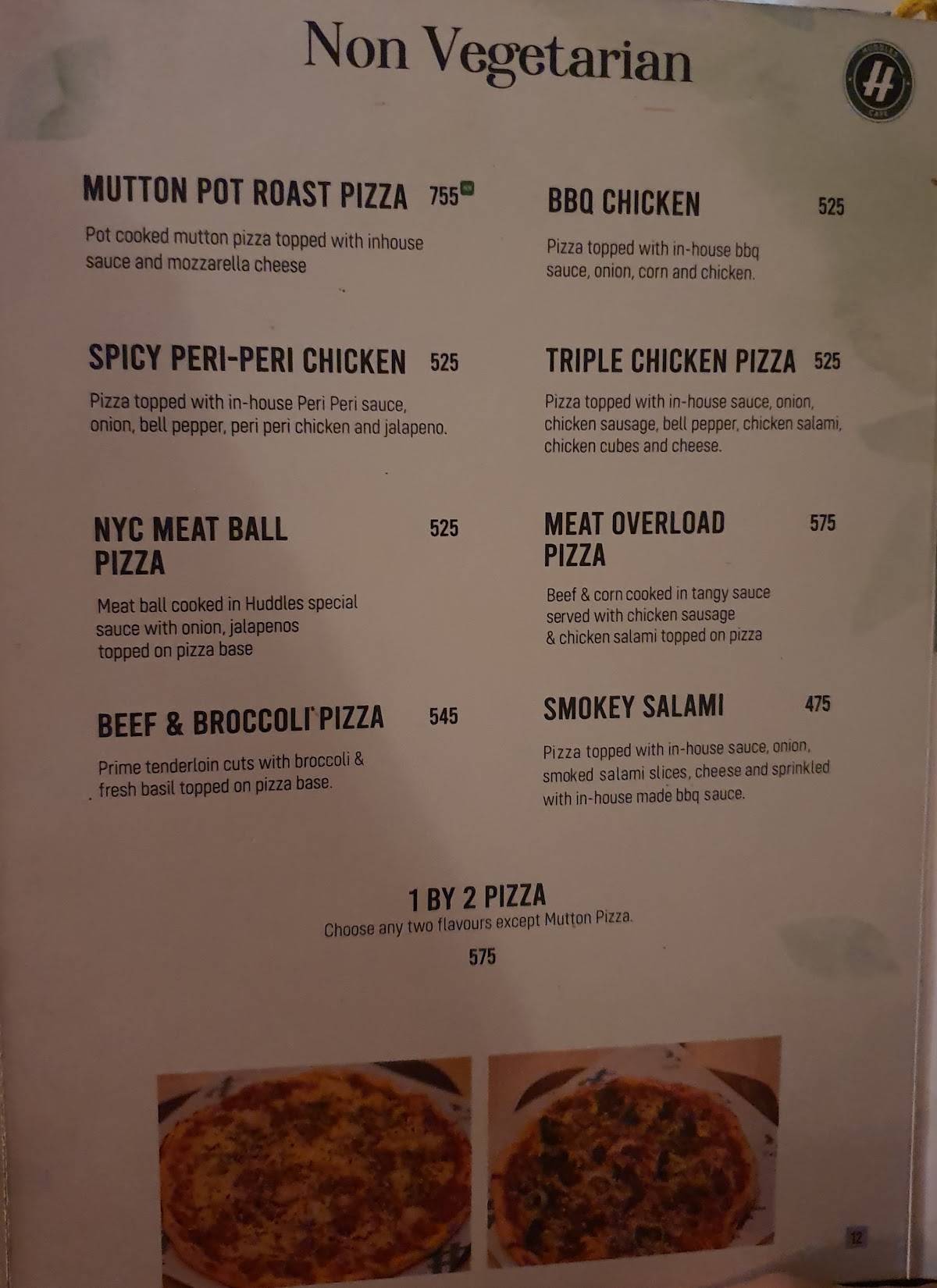 Huddles Cafe menu