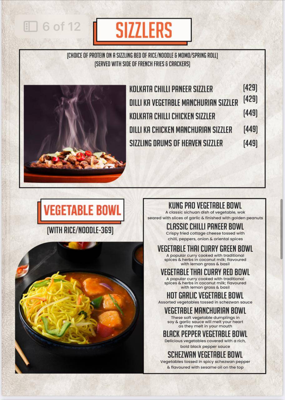 Hudson Chopsticks Gomti Nagar menu
