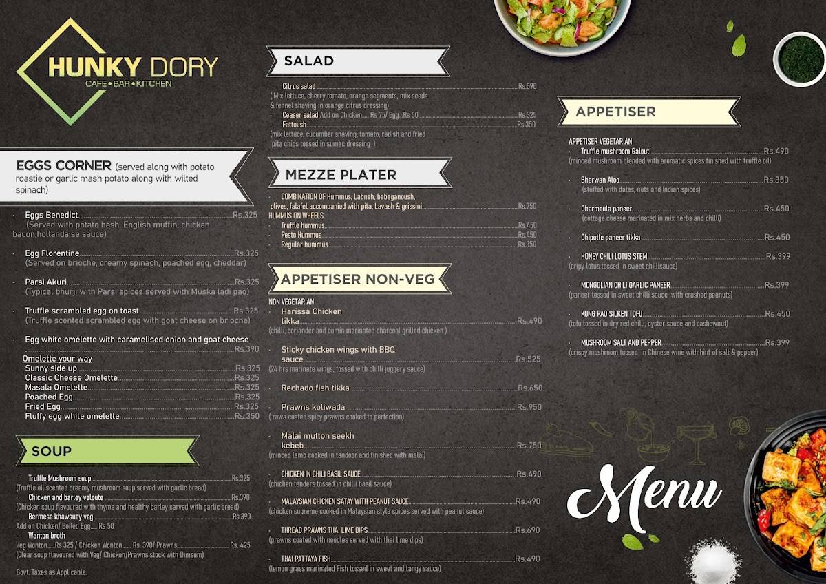 Hunky Dory - Bar & Kitchen menu