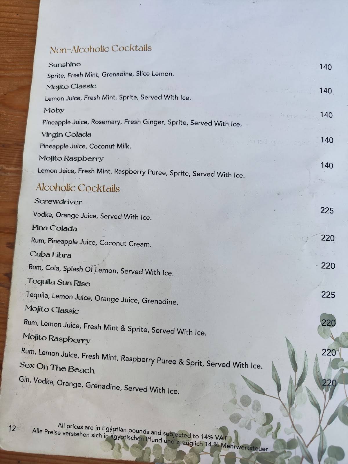 Menu de Moby Dick Restaurant