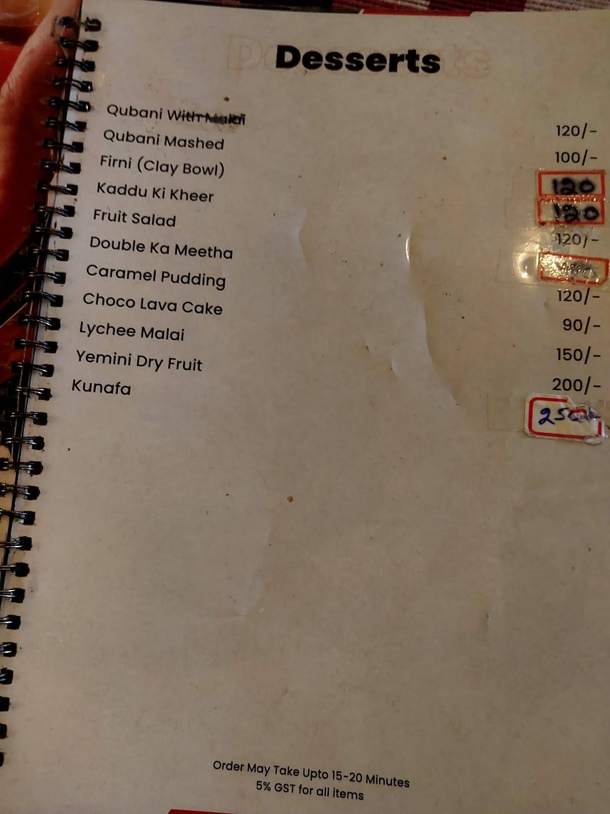 Capital Hotel - Malakpet menu