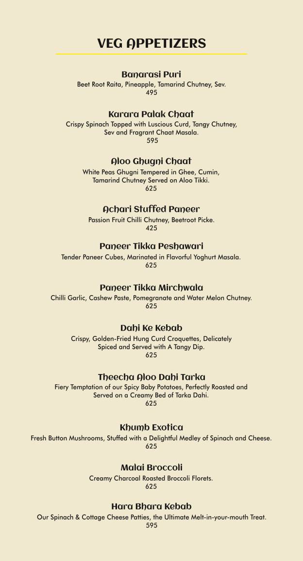 Exotica Hitech City- North Indian Rooftop Restaurant menu