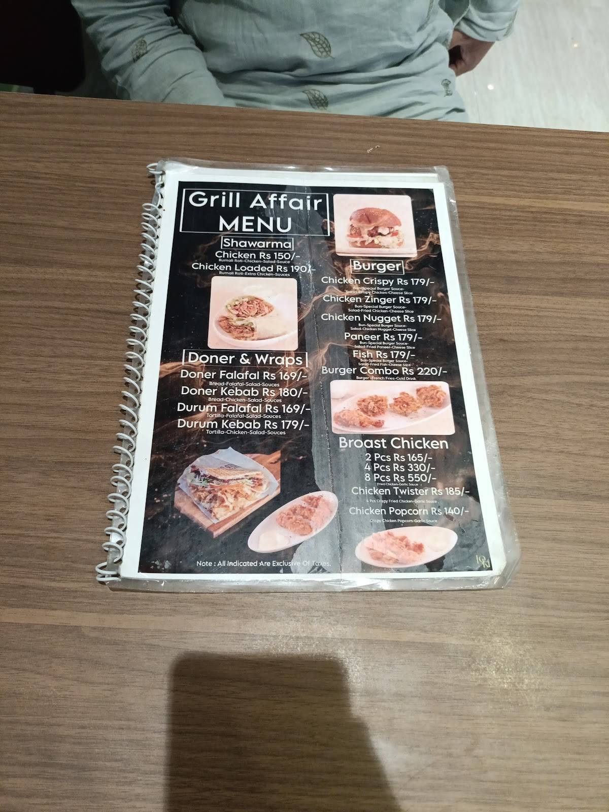 Grill Affair Jubilee hills menu