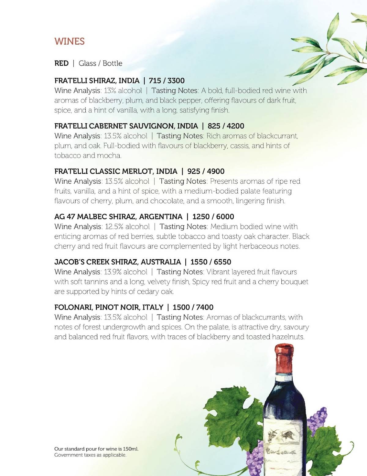 Olive Bistro & Bar menu