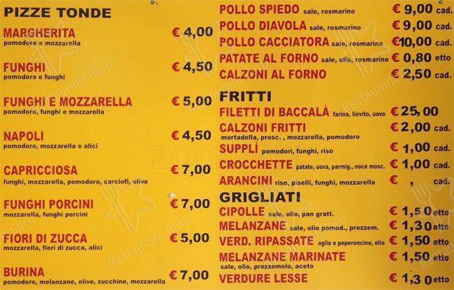 Menu de I Sardi