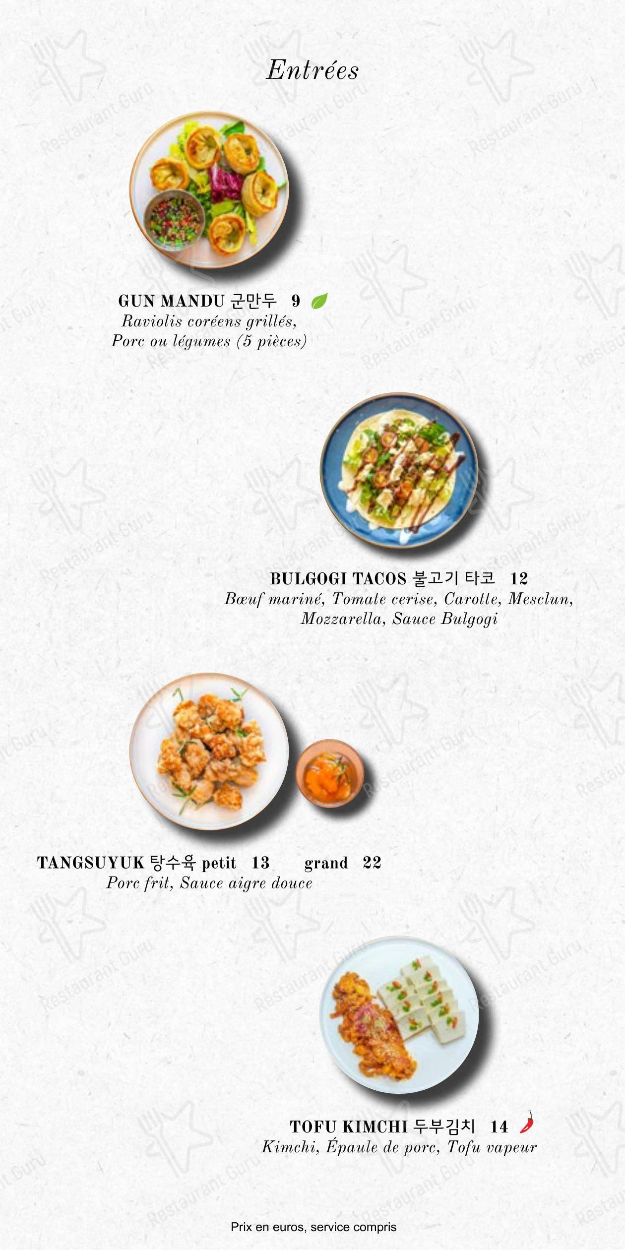 IDAM_Cuisine Coréenne dans Paris - Menu