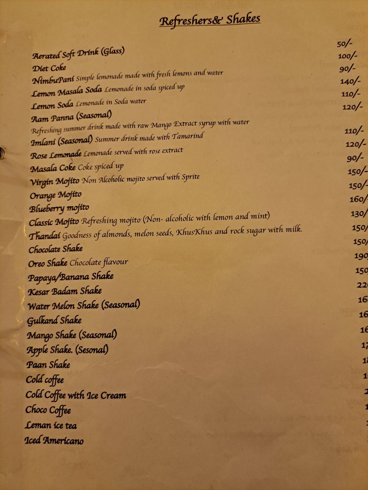 INDRA's - The Neem Courtyard menu