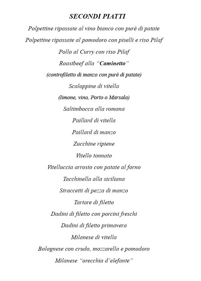 Menu di Ristorante Il Caminetto 