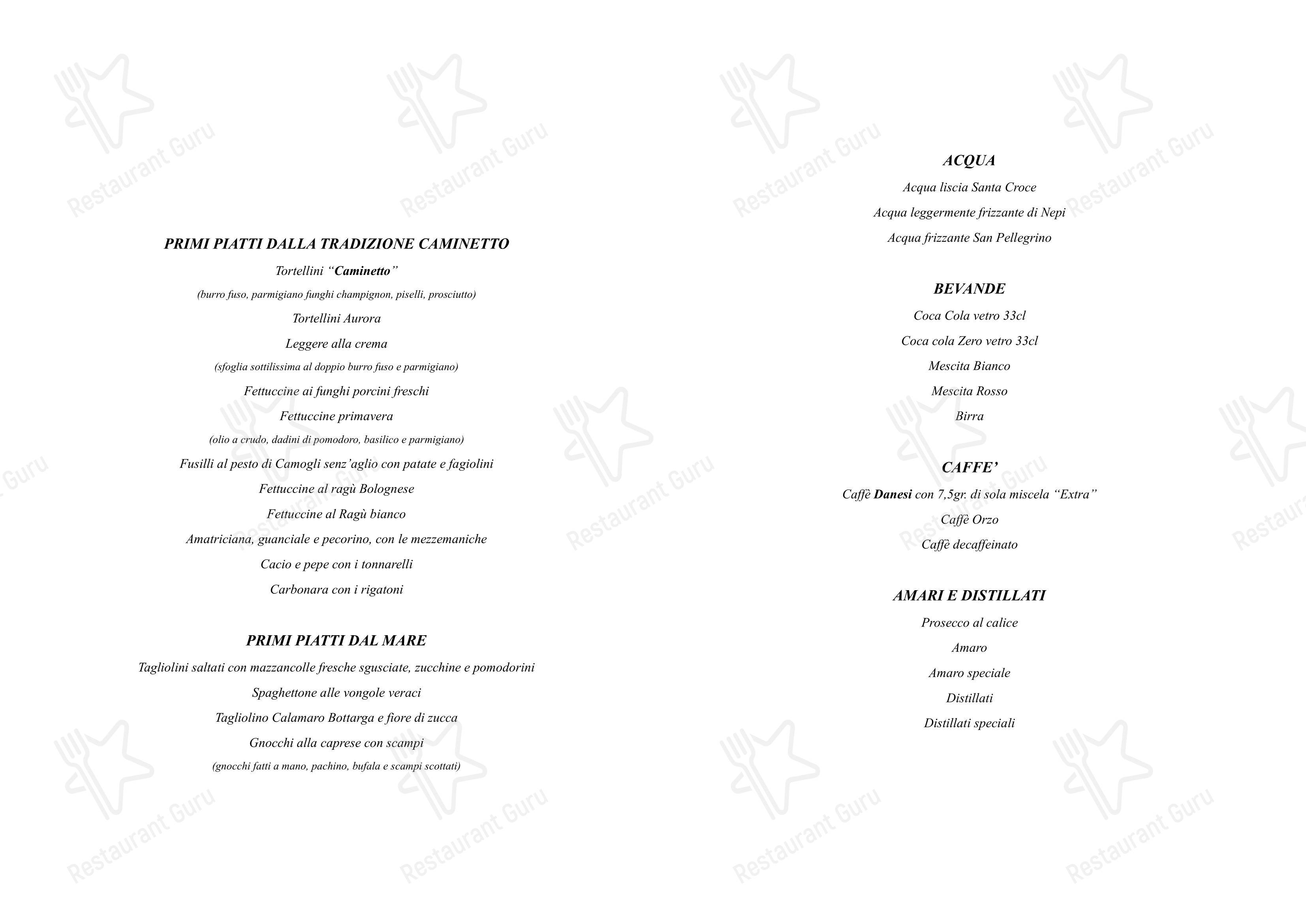 Menu per Ristorante Il Caminetto ristorante