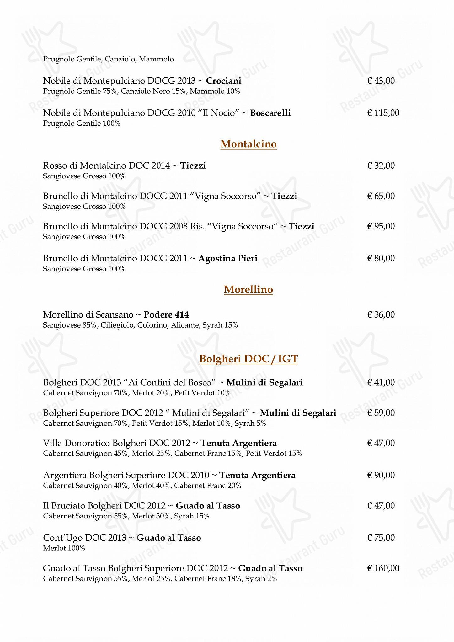 Menu di Il Conventino di Villa Tolomei a Marignolle - Lunch Menu