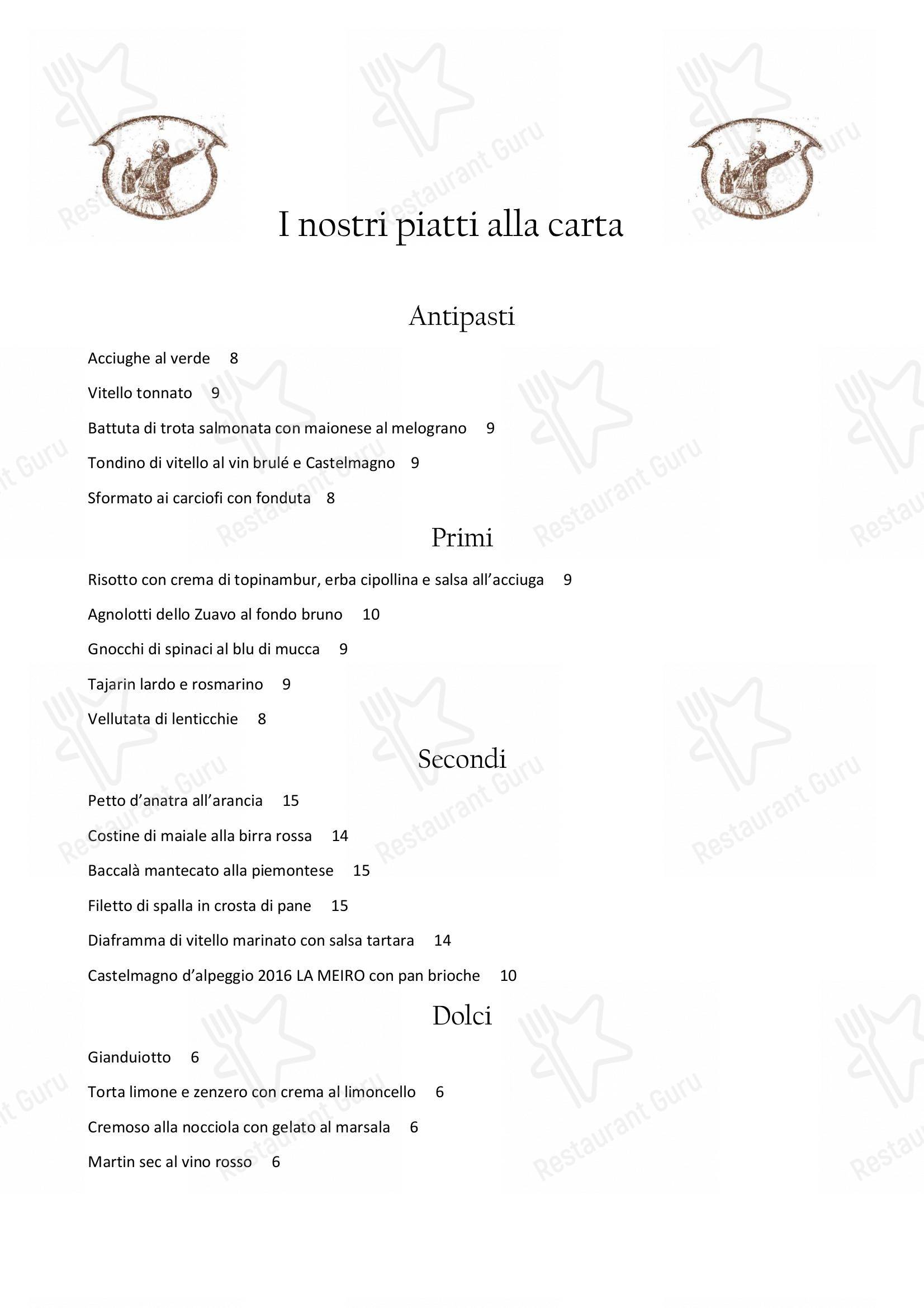 Il Nuovo Zuavo in Cuneo - Menu Dinner