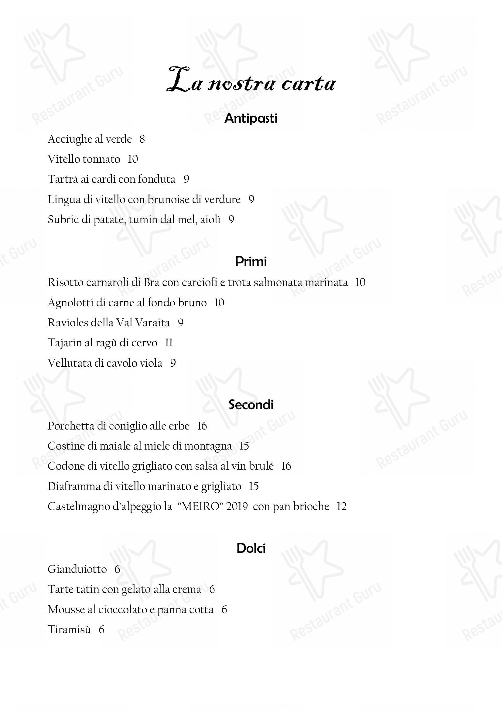 Il Nuovo Zuavo in Cuneo - Menu pizzeria