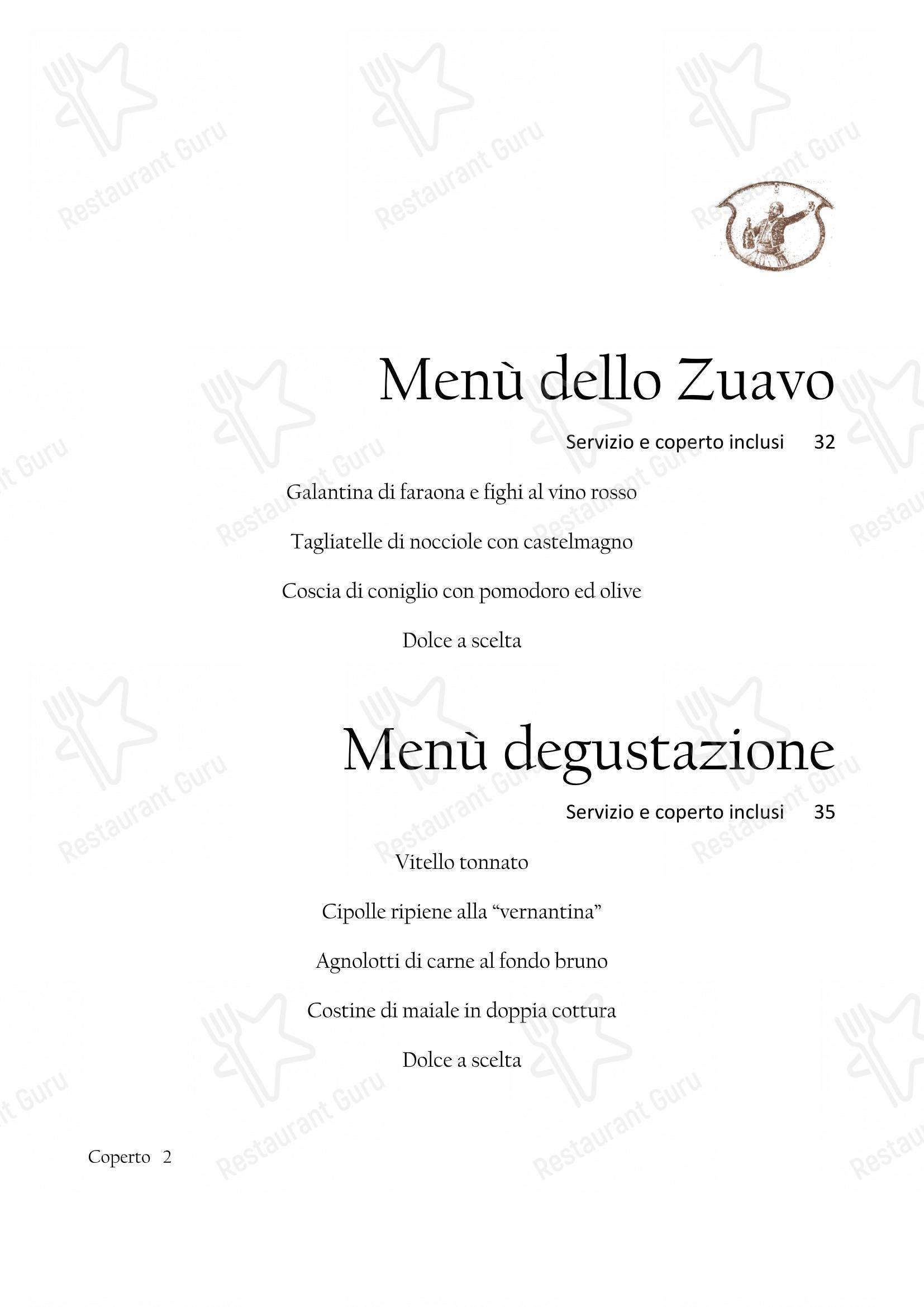 Il Nuovo Zuavo in Cuneo - Breakfast Menu
