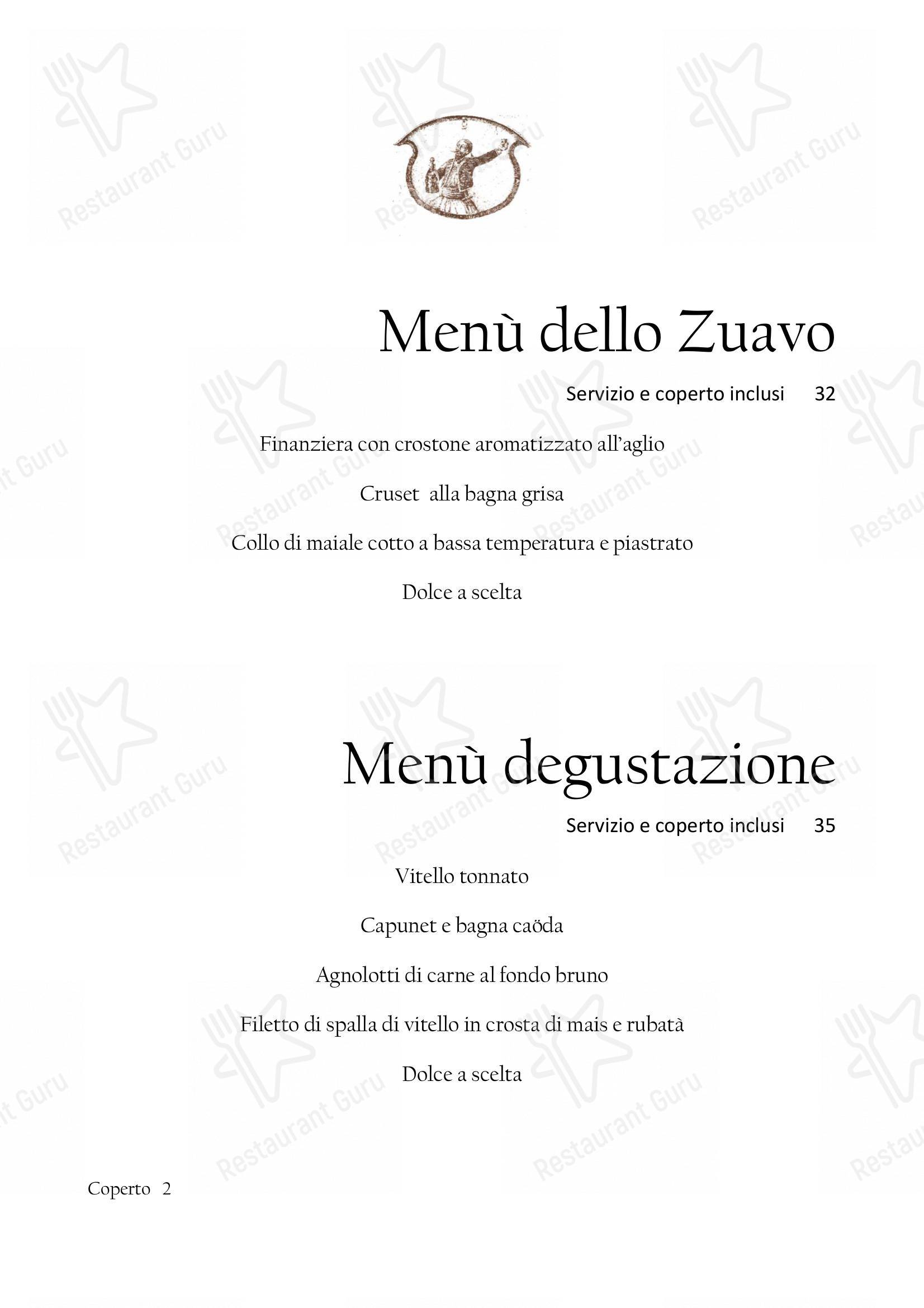 Il Nuovo Zuavo in Cuneo - OUR MENU