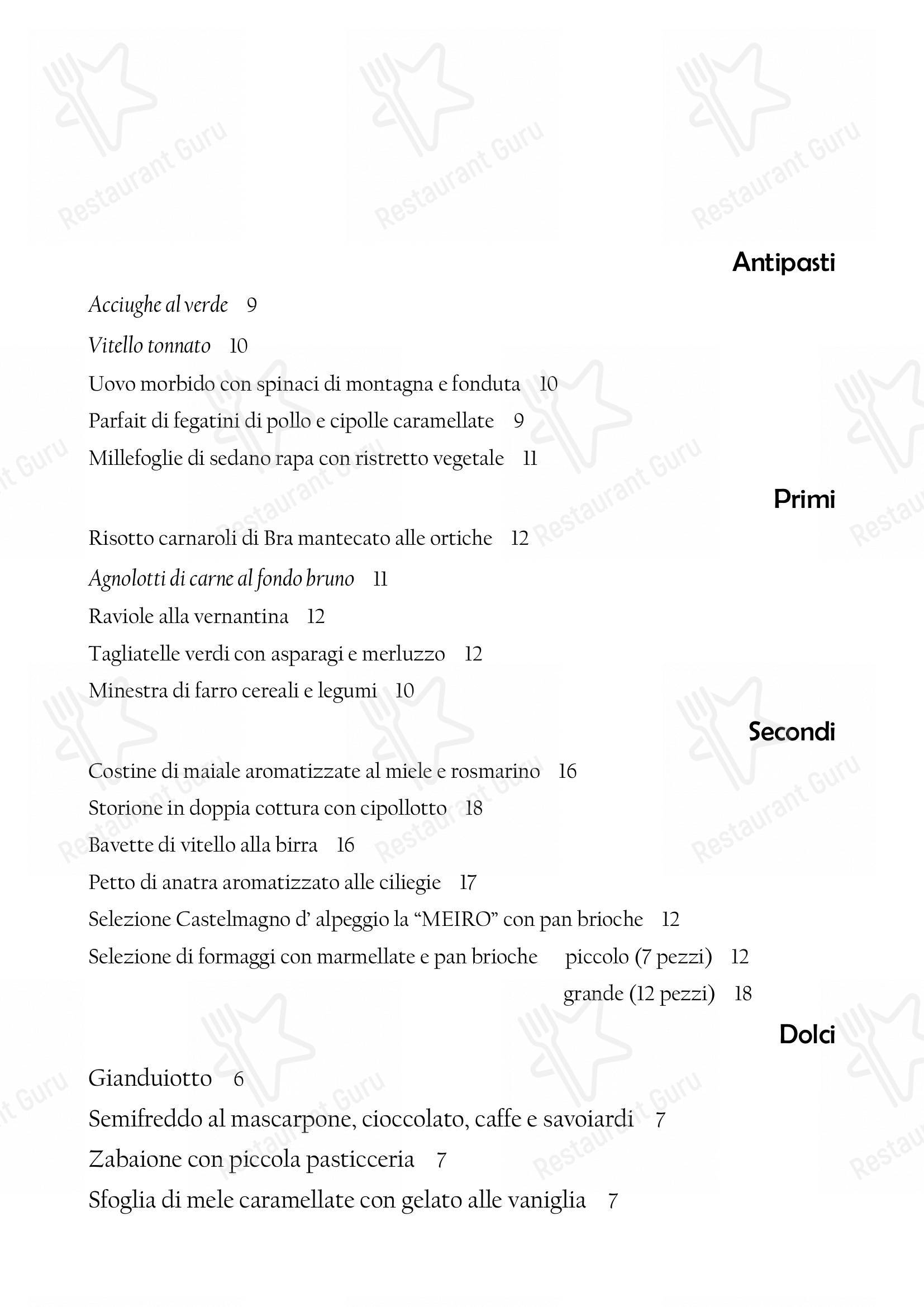 Menu di Il Nuovo Zuavo - Table Menu