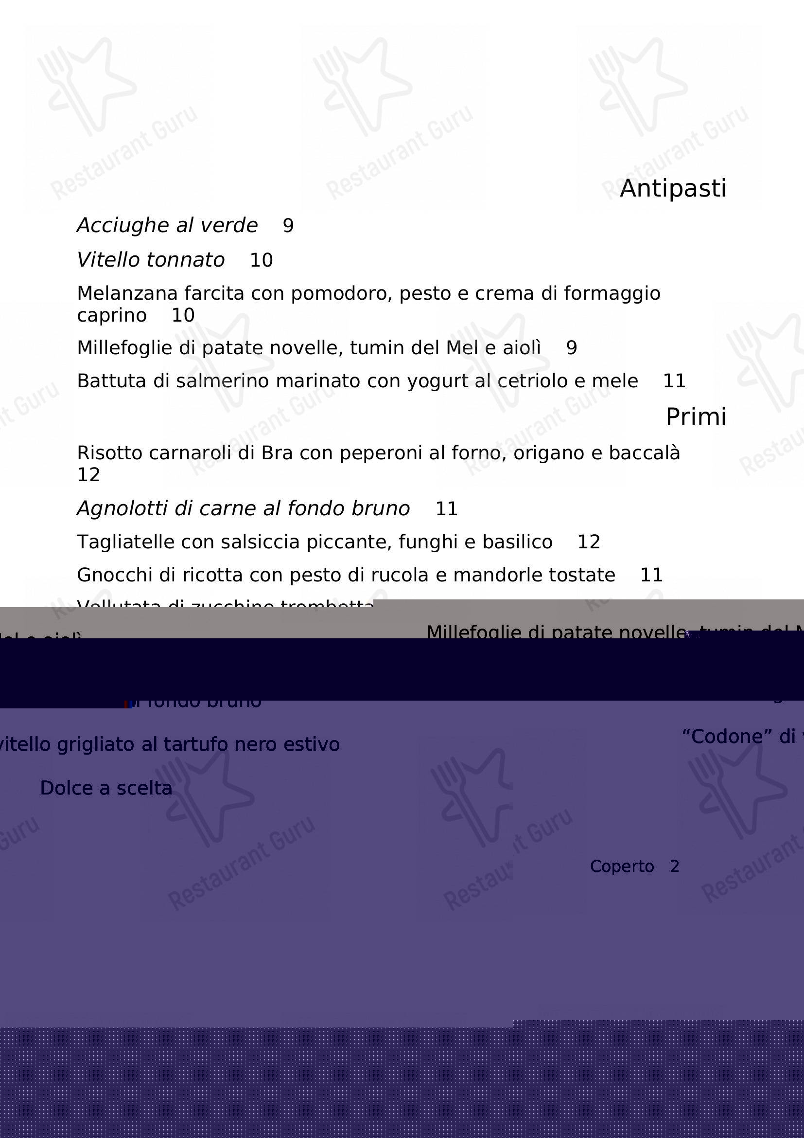 Boronia Catering Menu Pack per Il Nuovo Zuavo ristorante