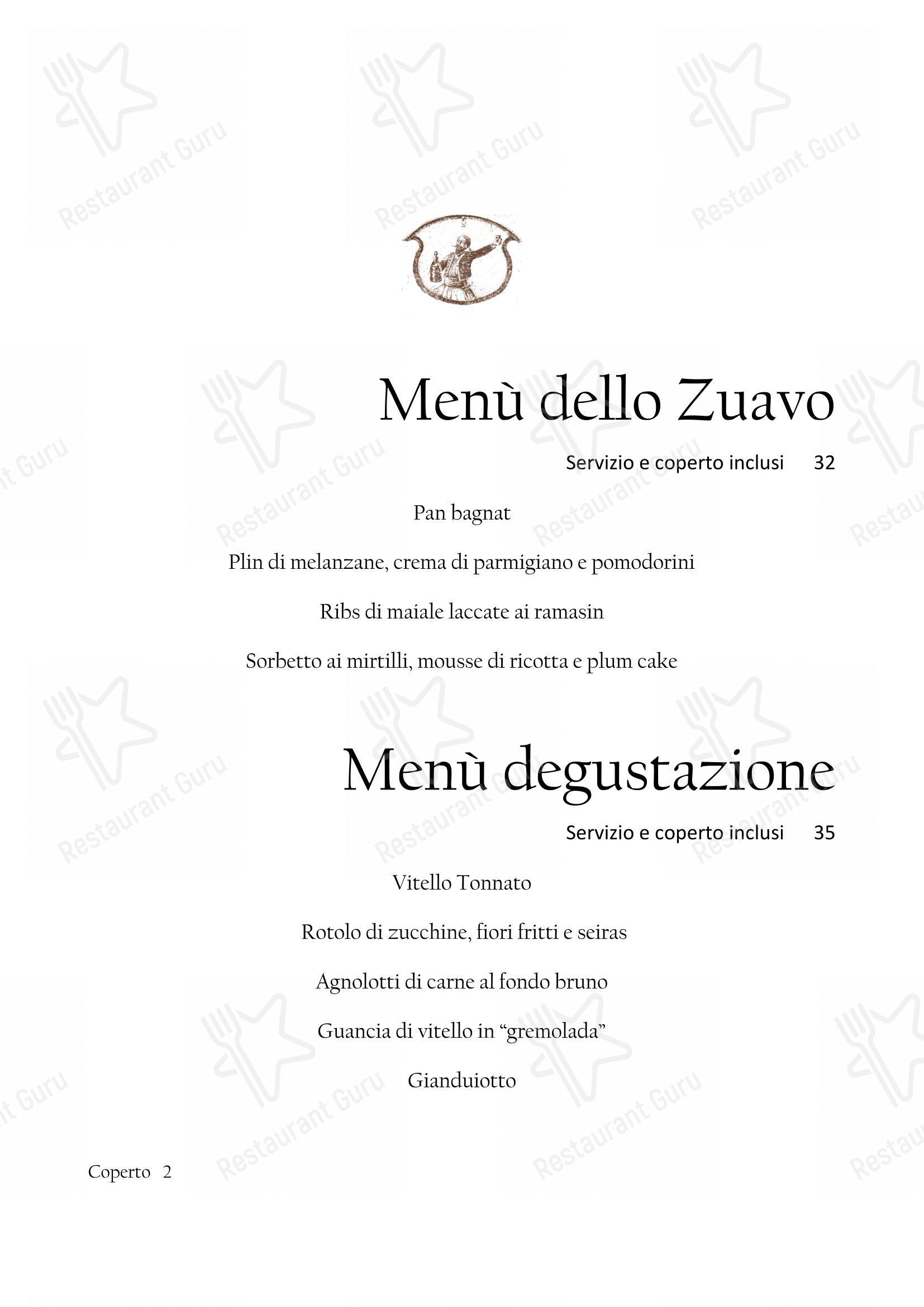 Lunch Menu per Il Nuovo Zuavo ristorante