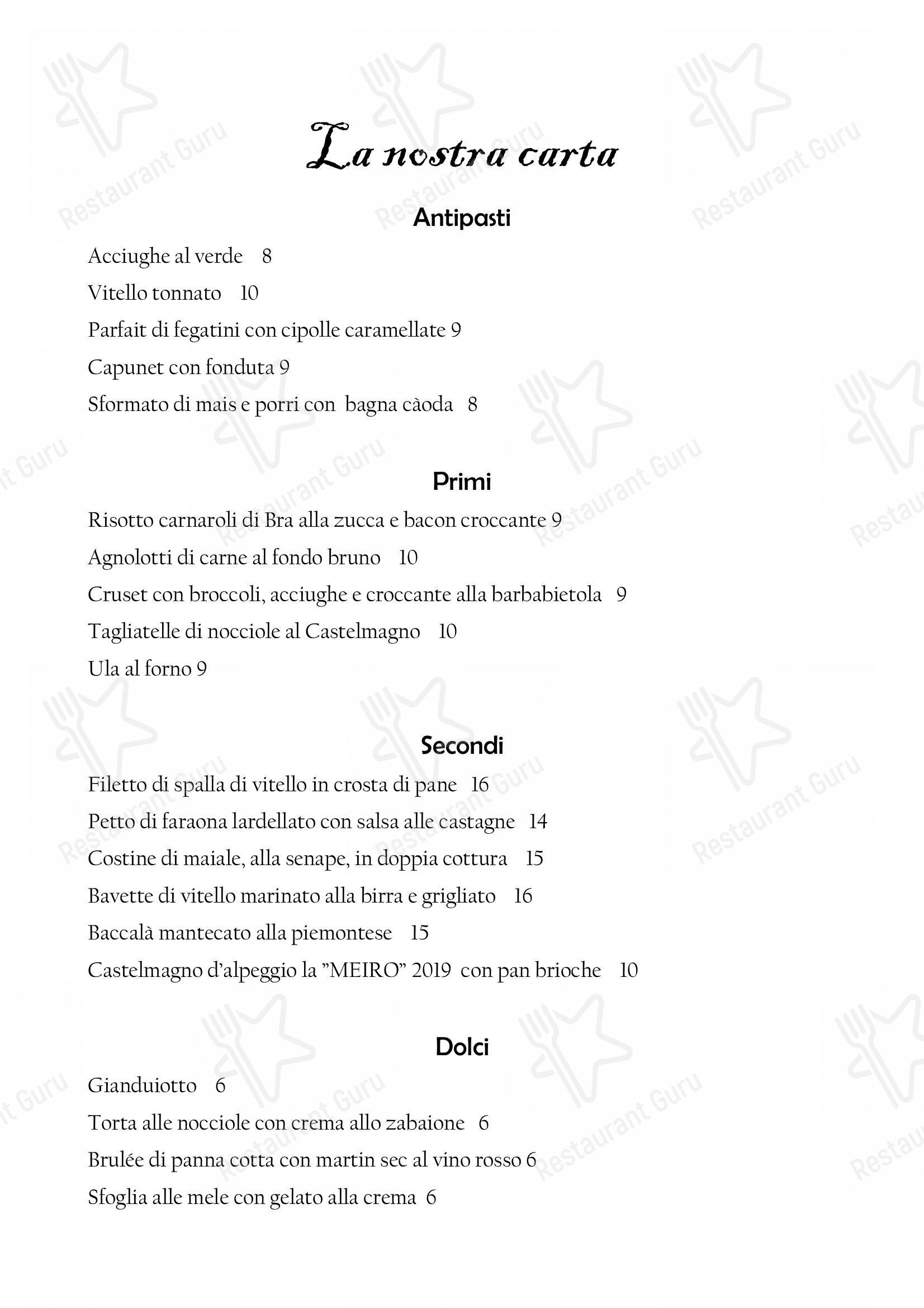 Menu di Il Nuovo Zuavo - Carte menu