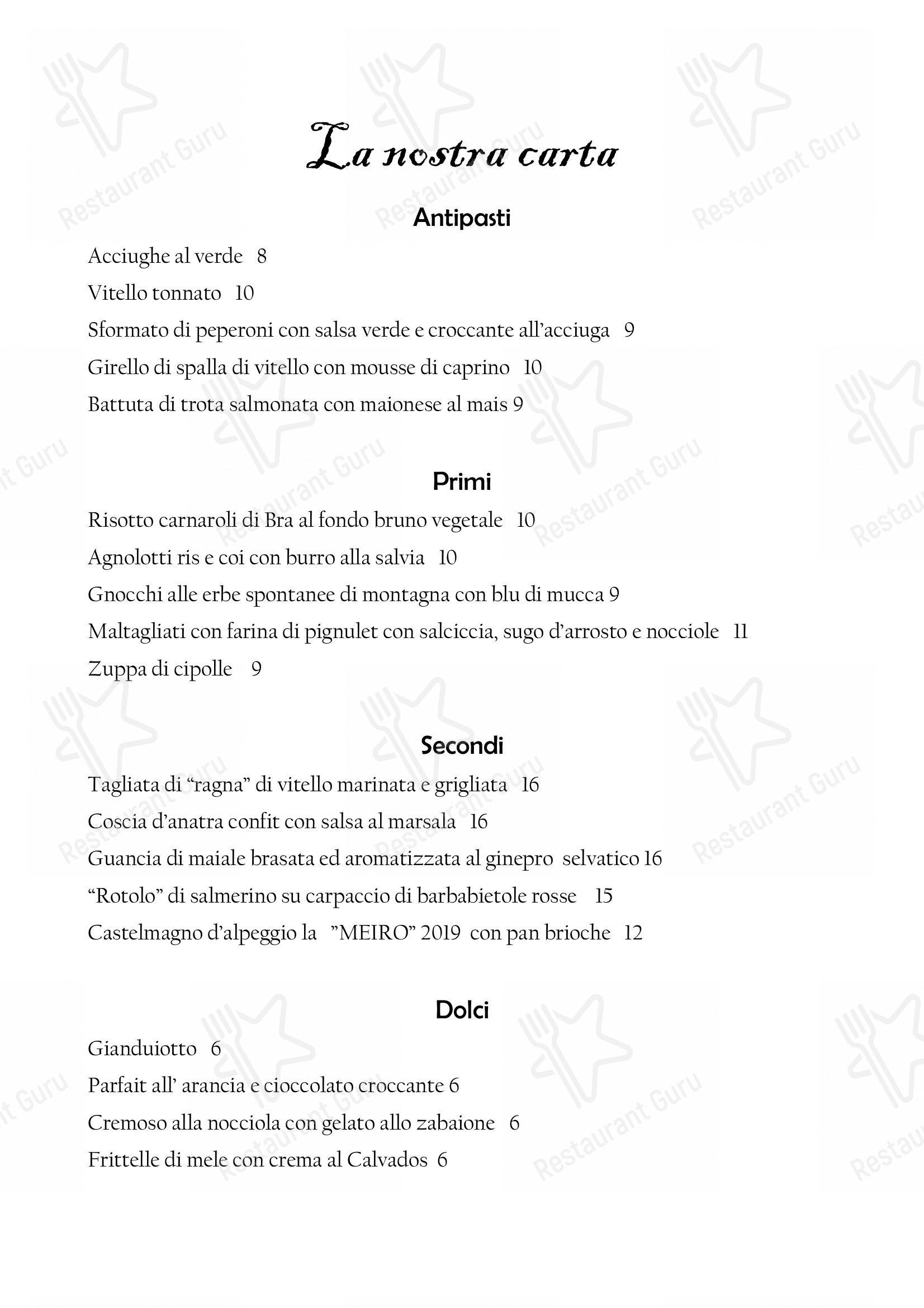 Menu di Il Nuovo Zuavo - Bistro Menu