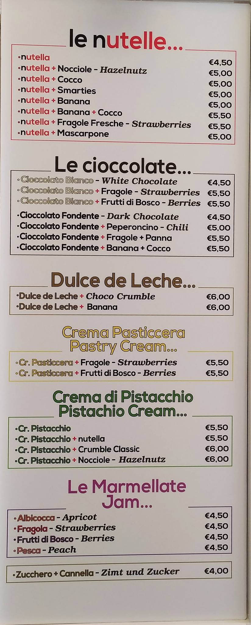 Menu di Il gelato di OMI 