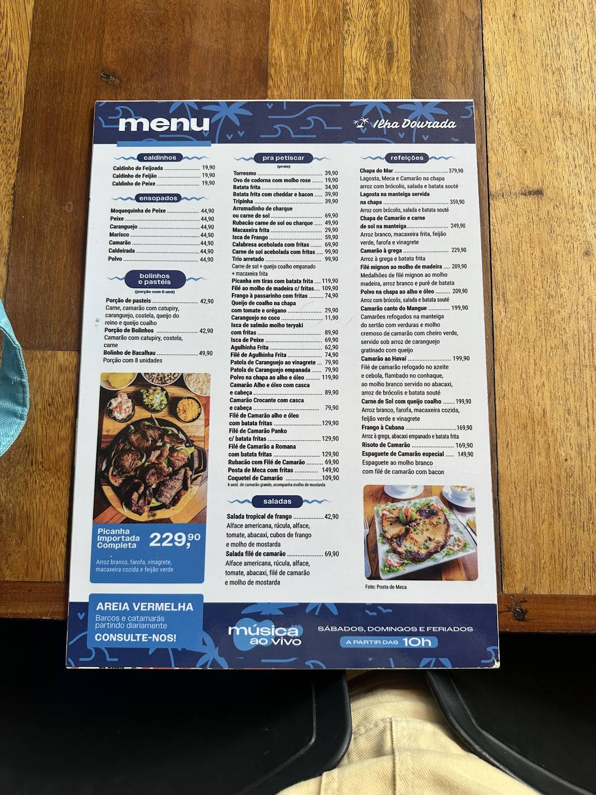 Ilha Dourada Restaurante cardápio