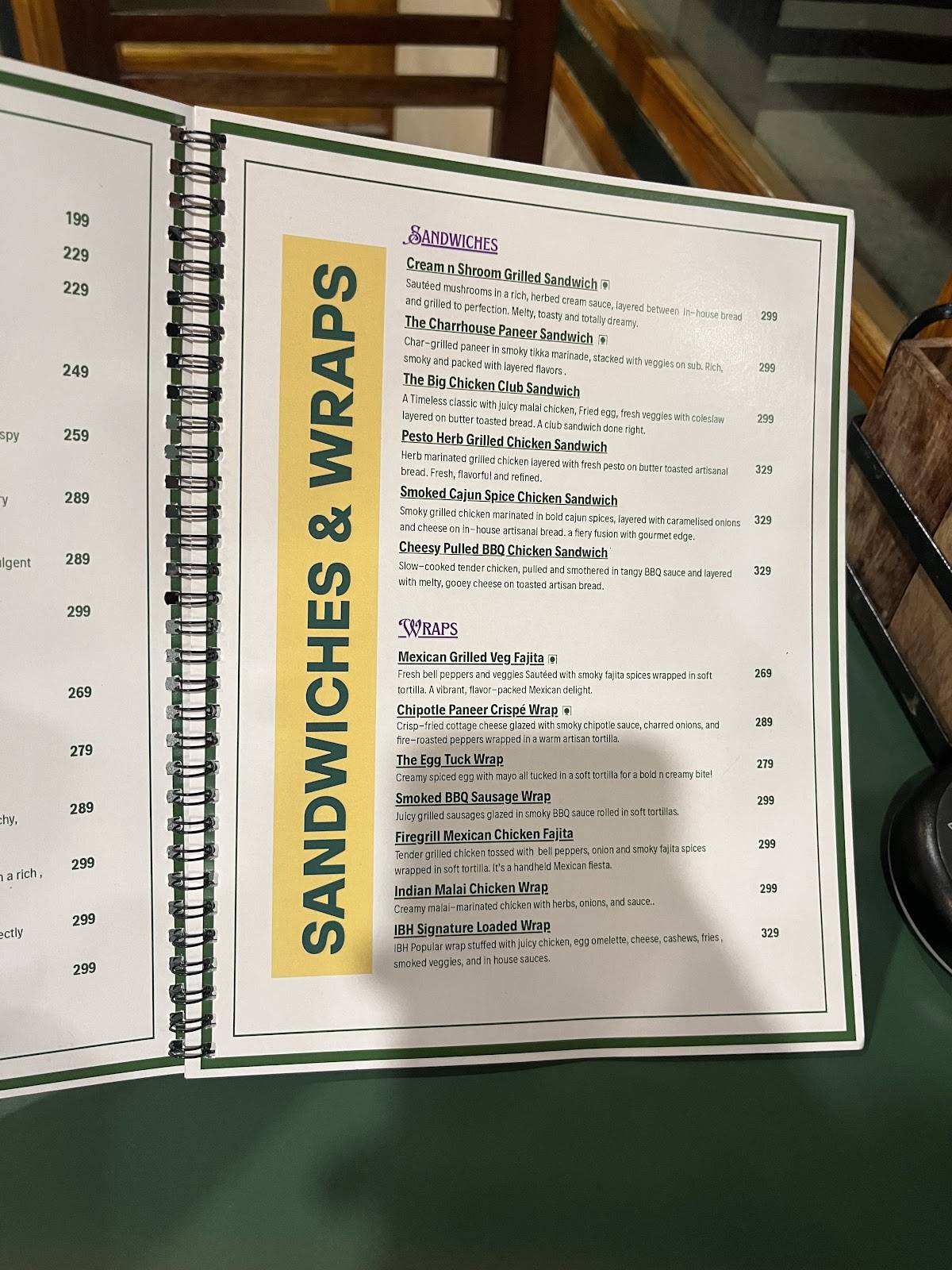 India Brew House menu