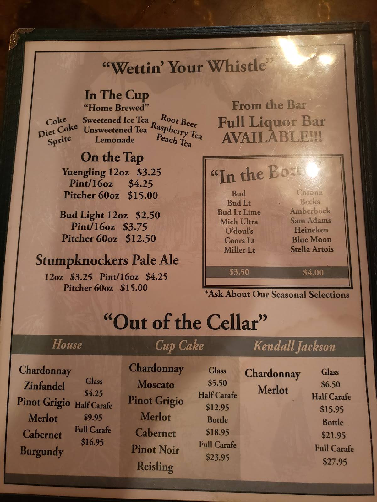 Menu at Stumpknockers Restaurants, Inverness