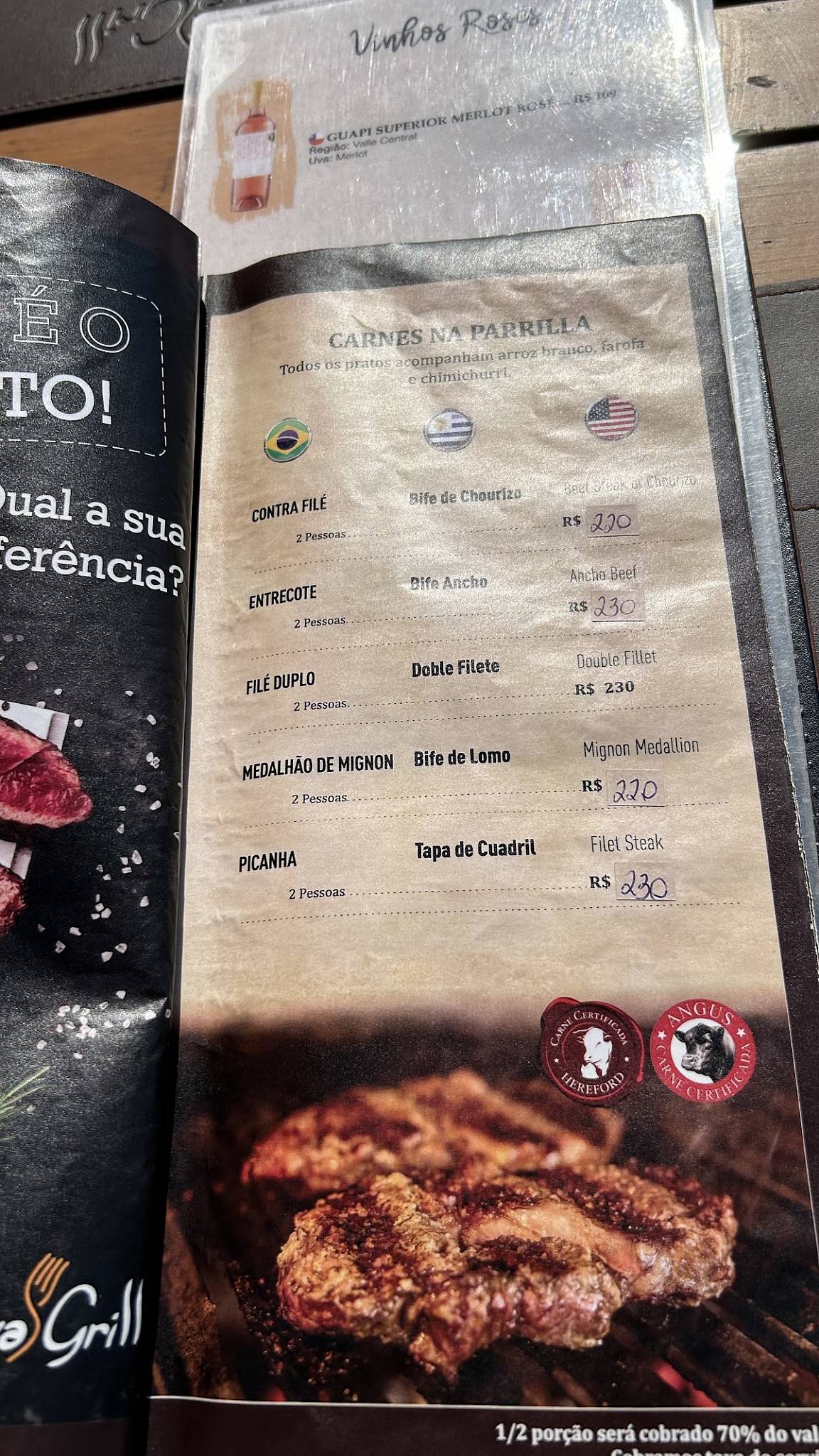 Brava Grill cardápio