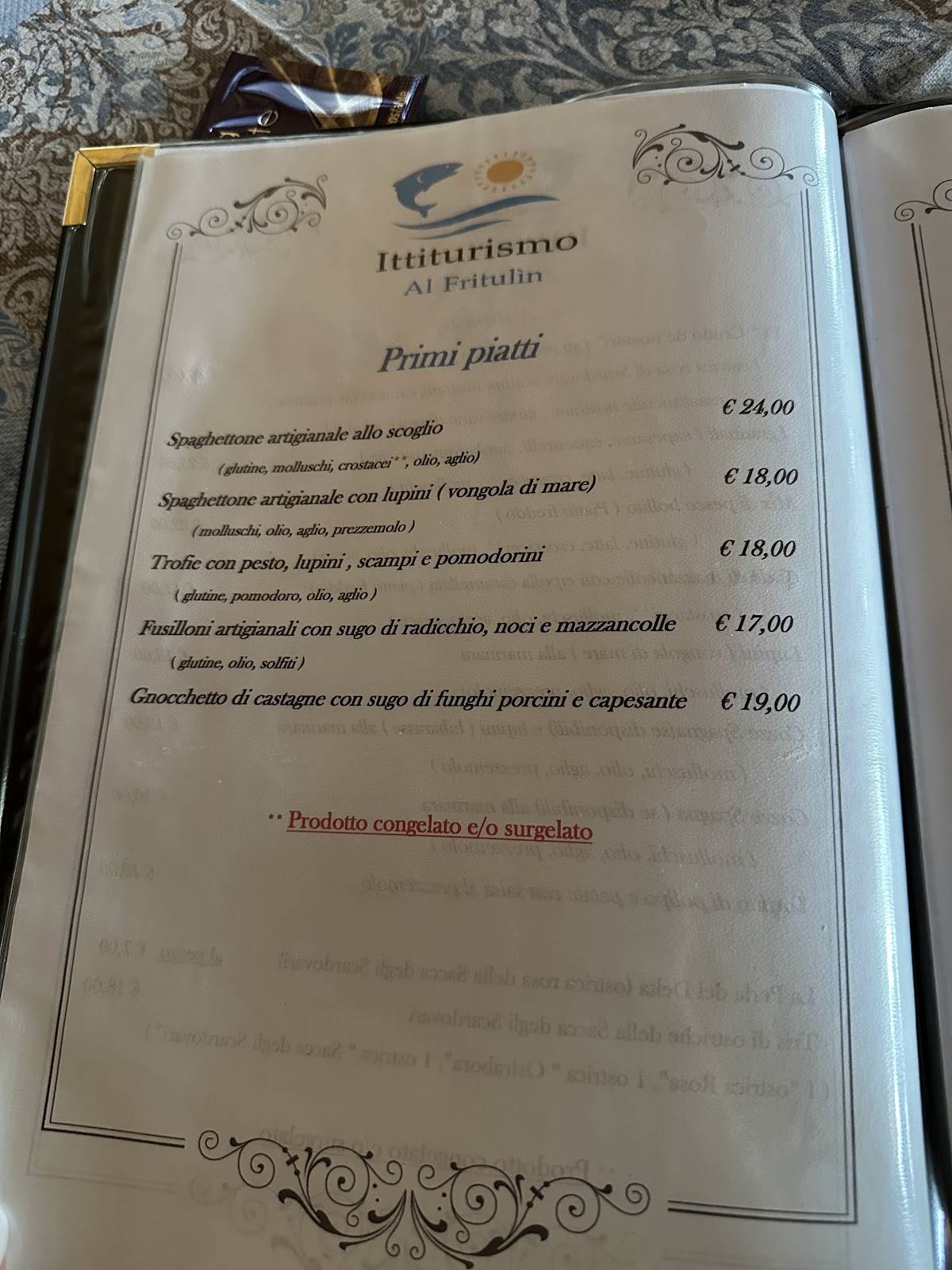 Menu di Ittiturismo "Al Fritulin" 