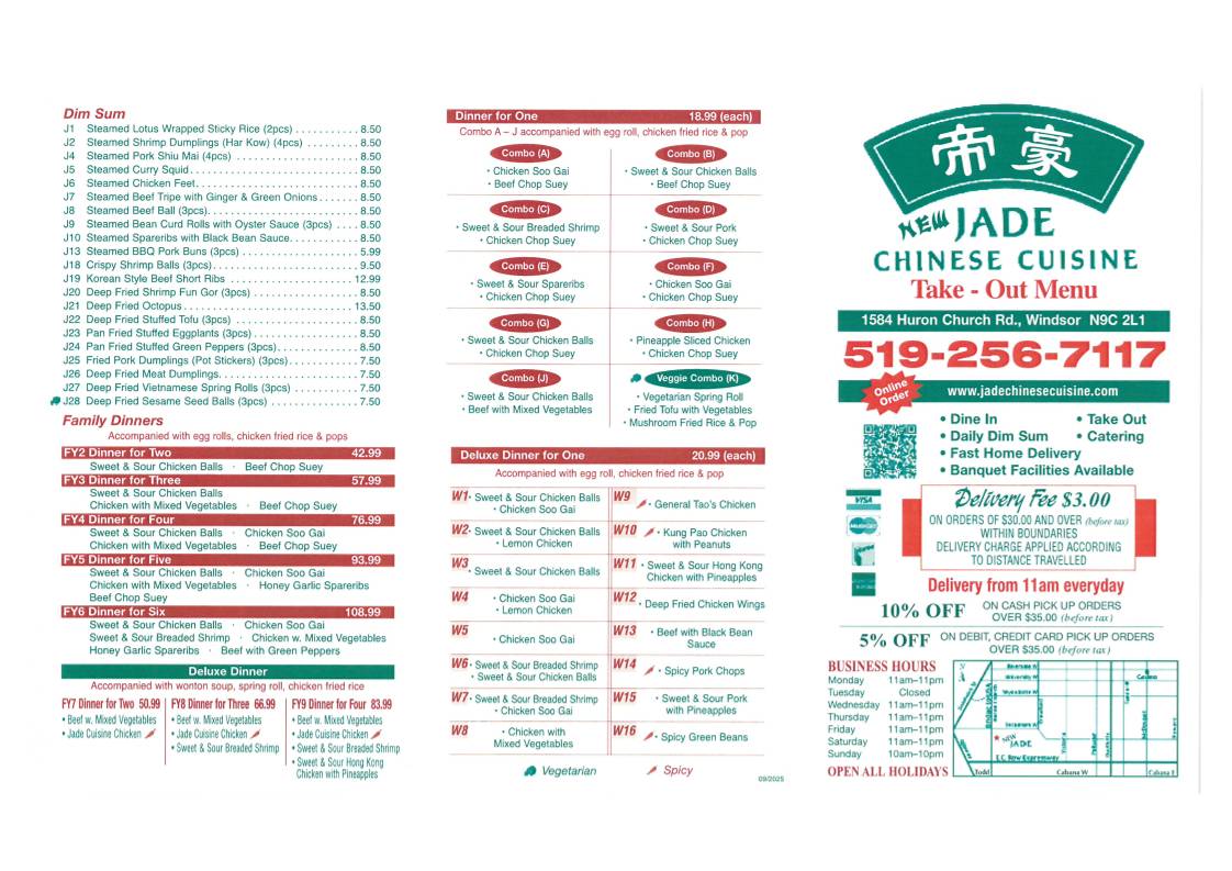 Menu de Jade Chinese Cuisine