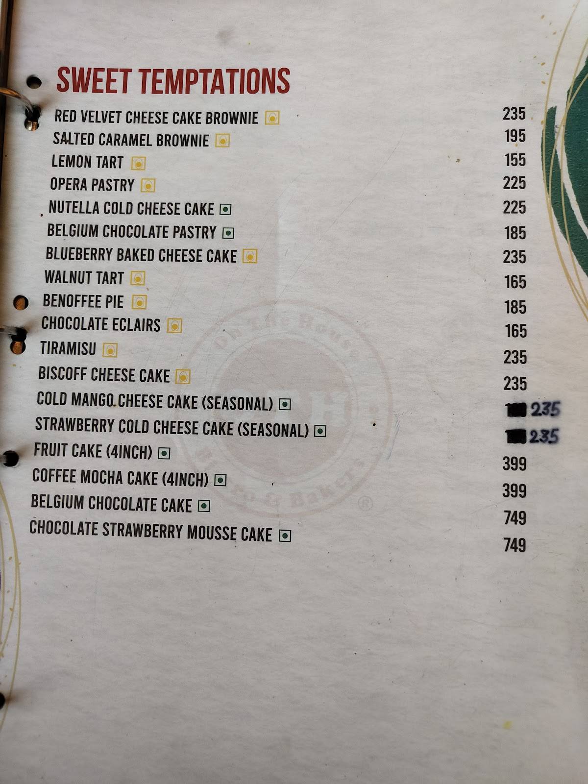 OTH Bistro & Bakers menu