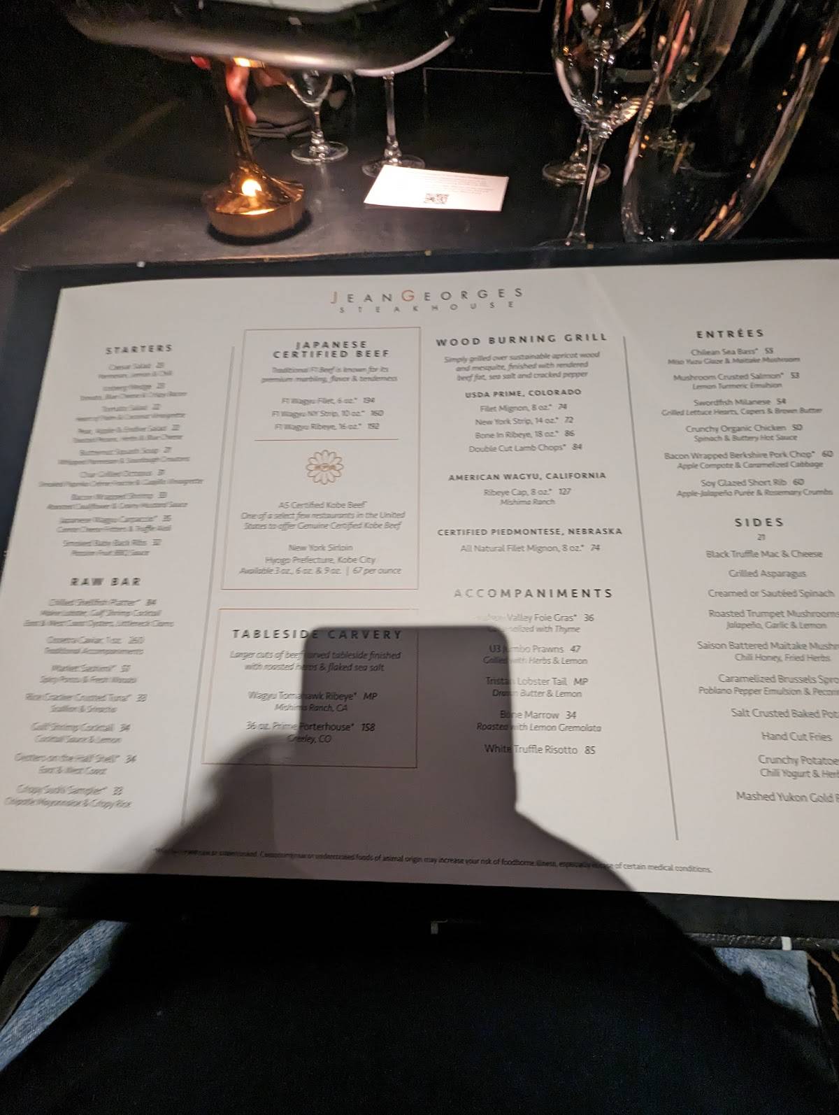 Menu At Jean Georges Steakhouse Las Vegas