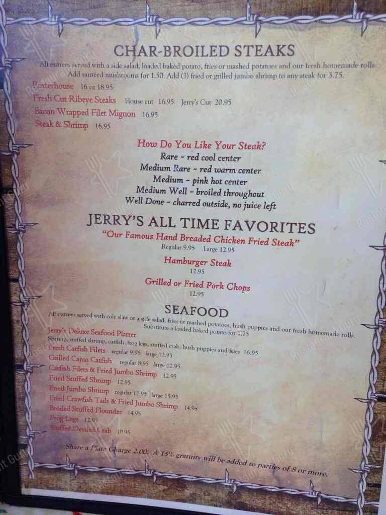Jerry's Restaurant меню