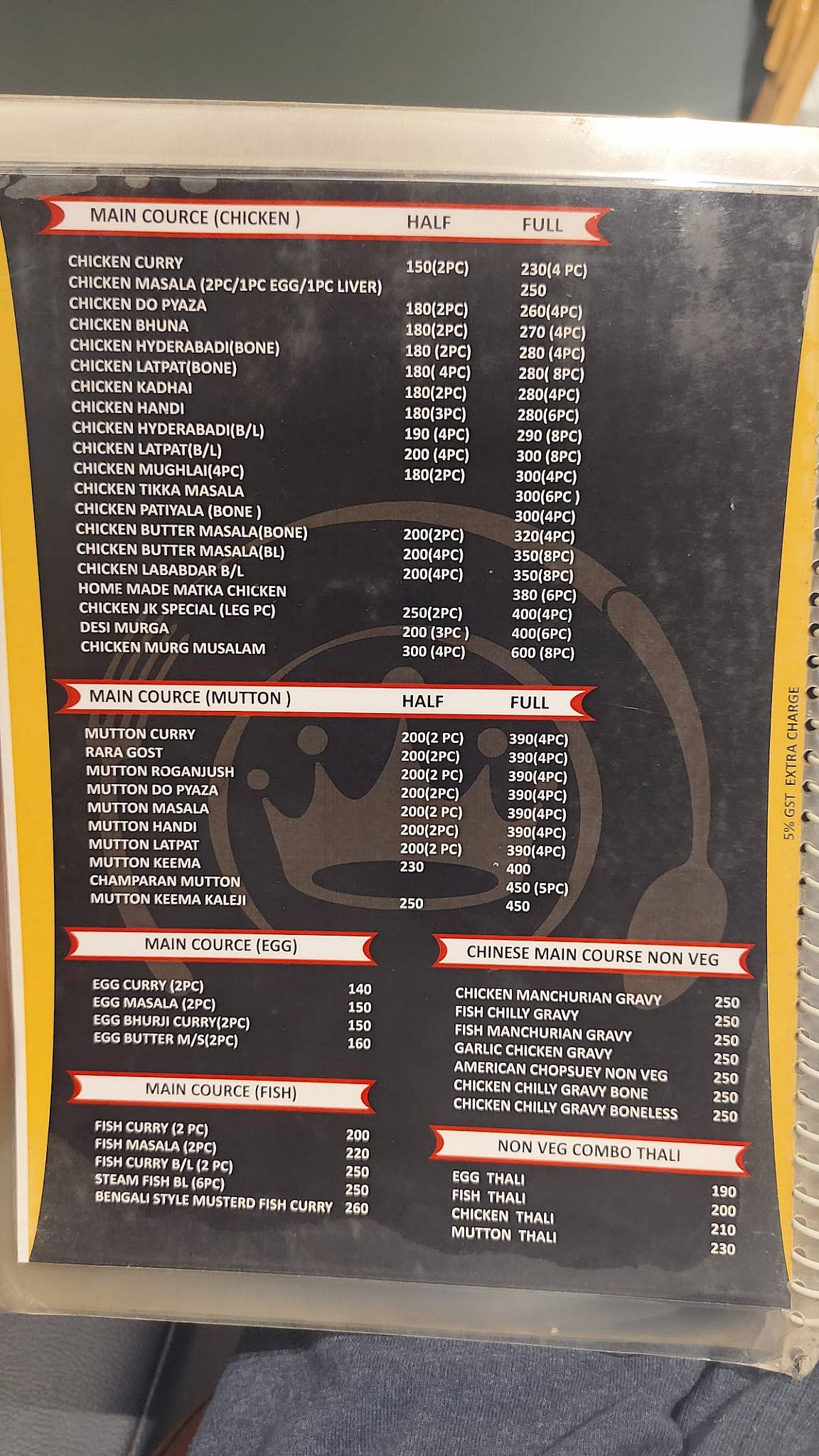 Jk Restaurant menu