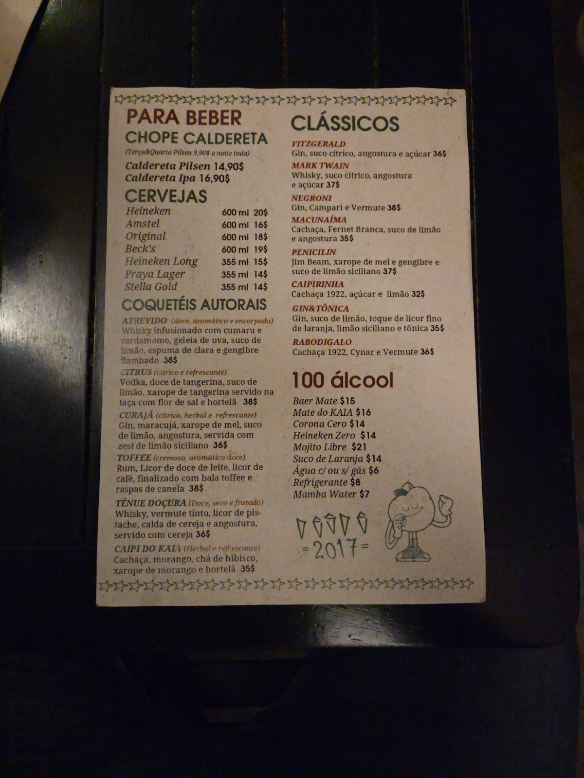 KAIA Bar & Cozinha cardápio