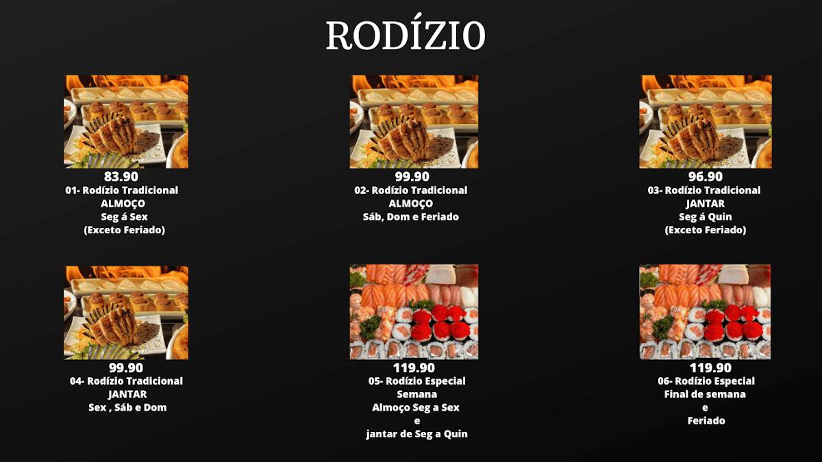 KODAI SUSHI SANTANA - Rodízio e Restaurante Japonês cardápio