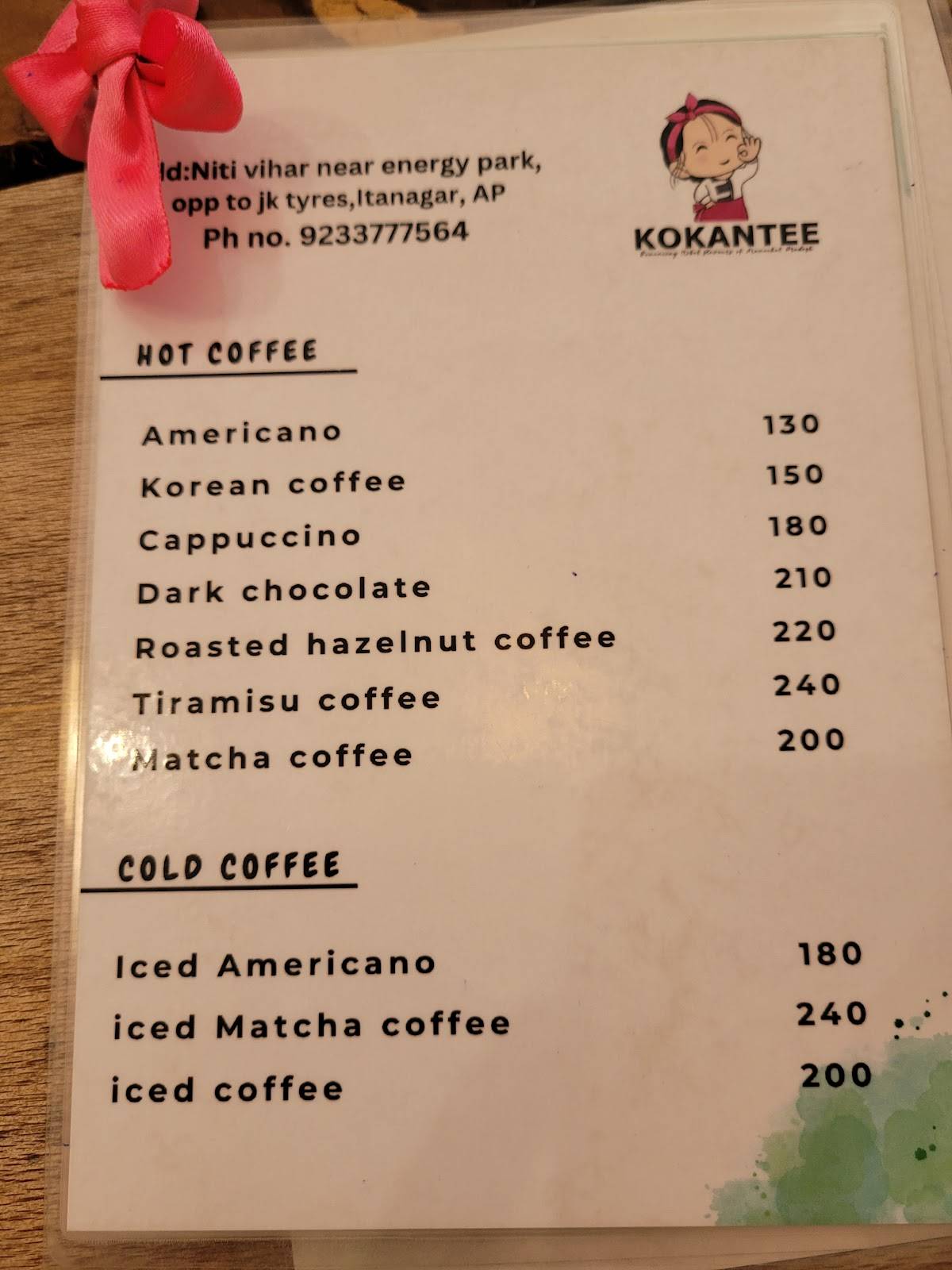 KOKANTEE menu