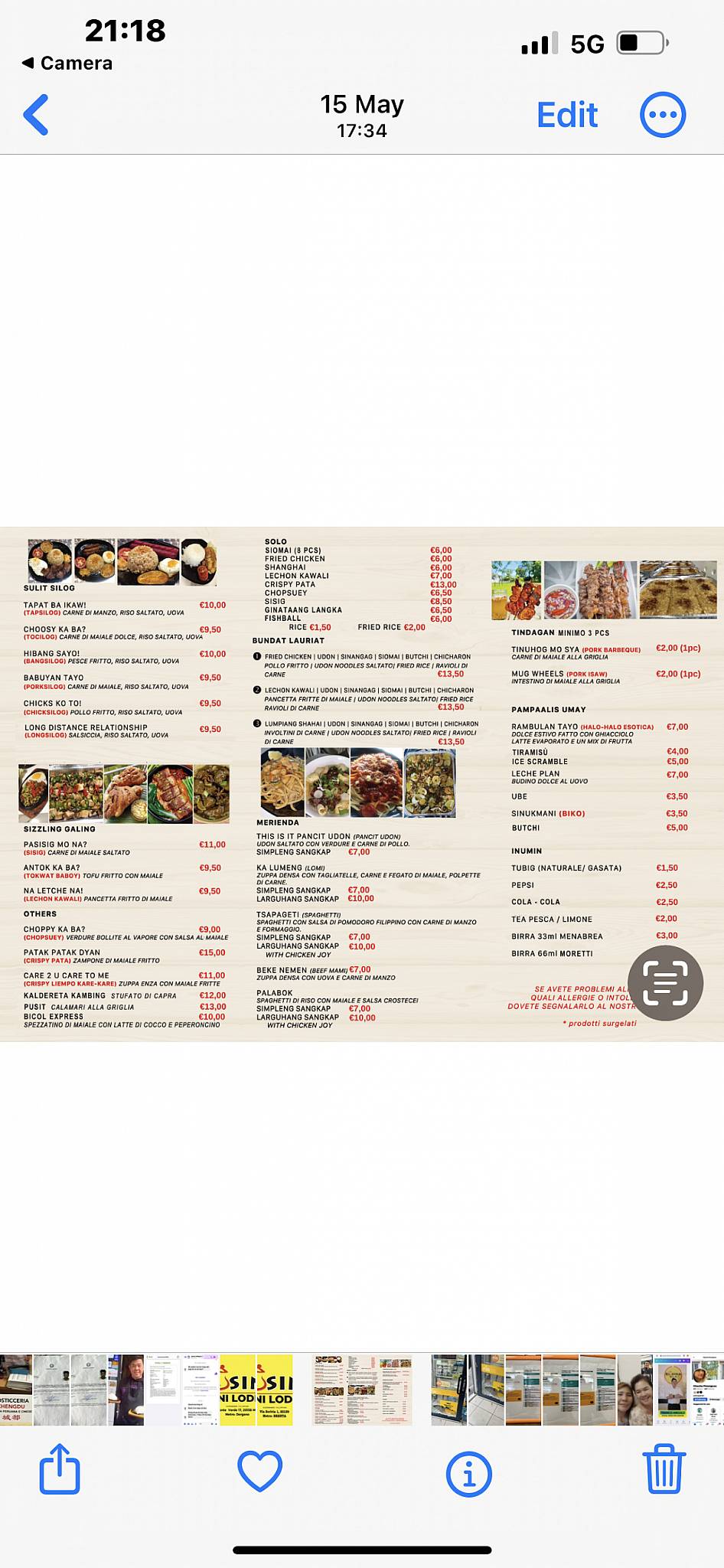 Menu di KUSINA ni LODI 