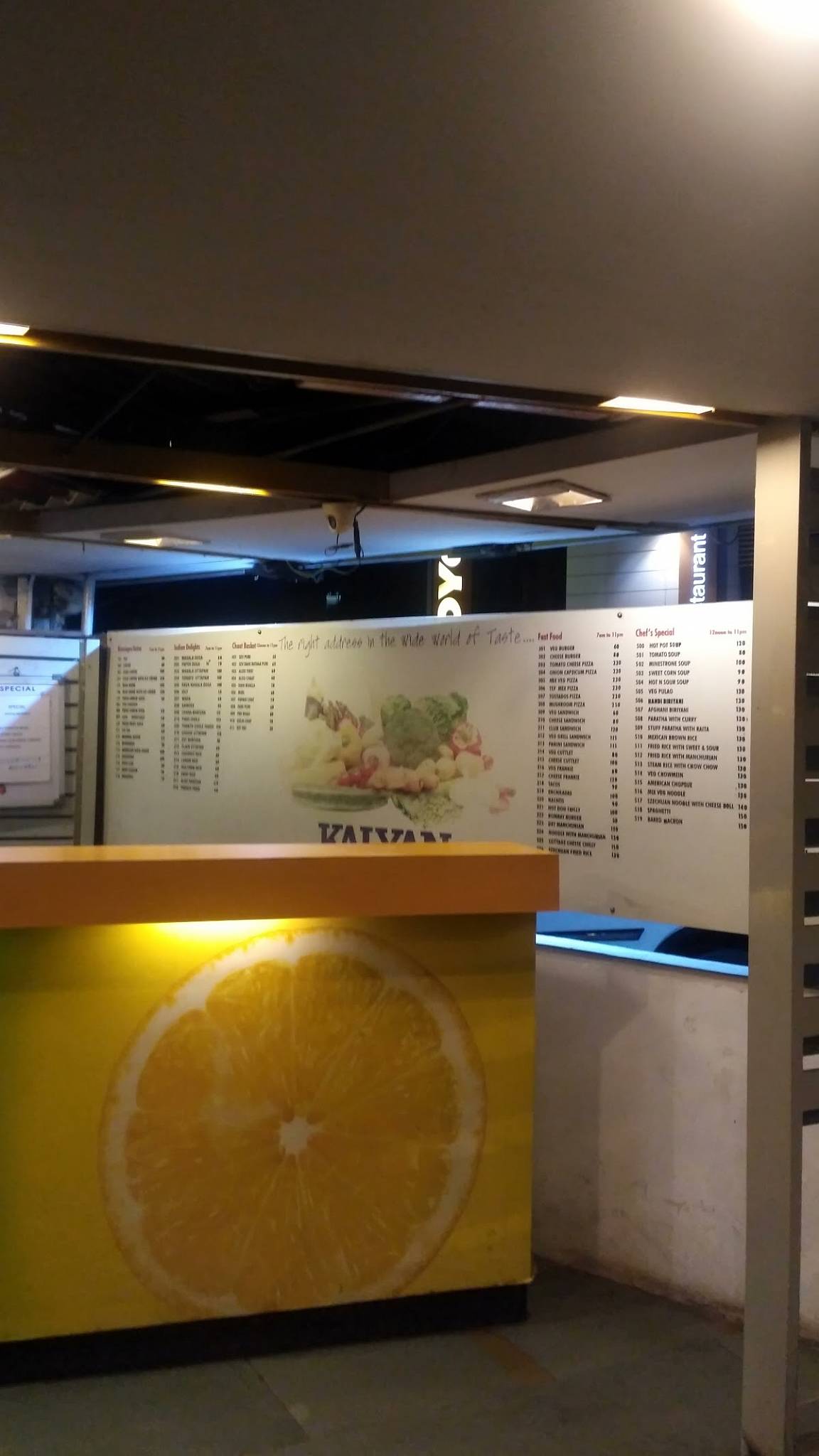 Kalyan Cafe menu