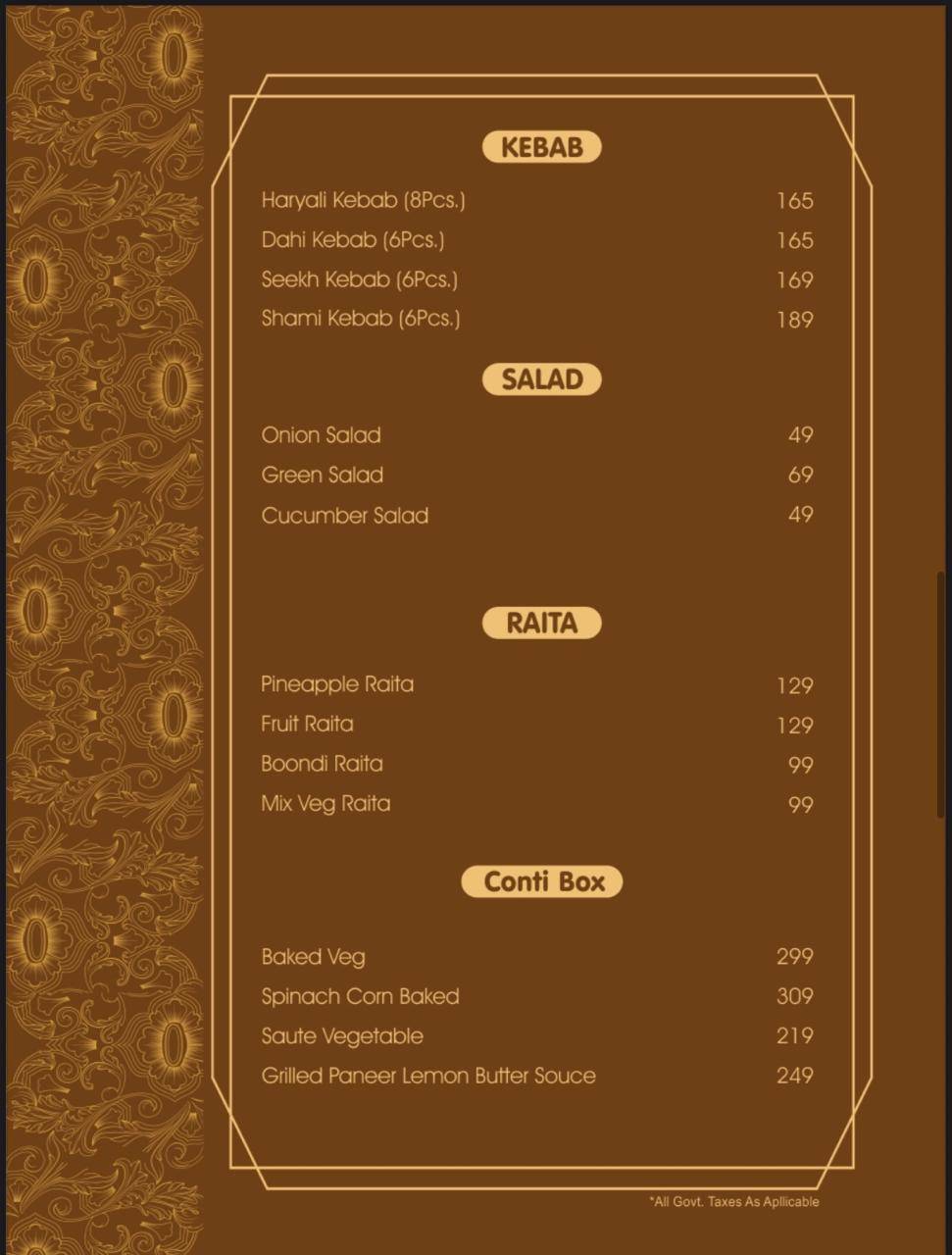 Hestiia restaurant menu