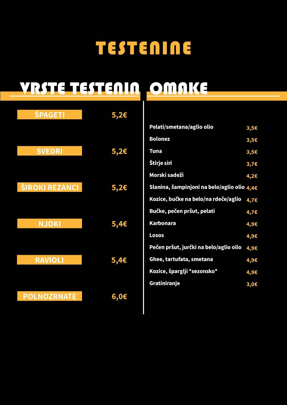 Menu di Kavarna Vahtnca 