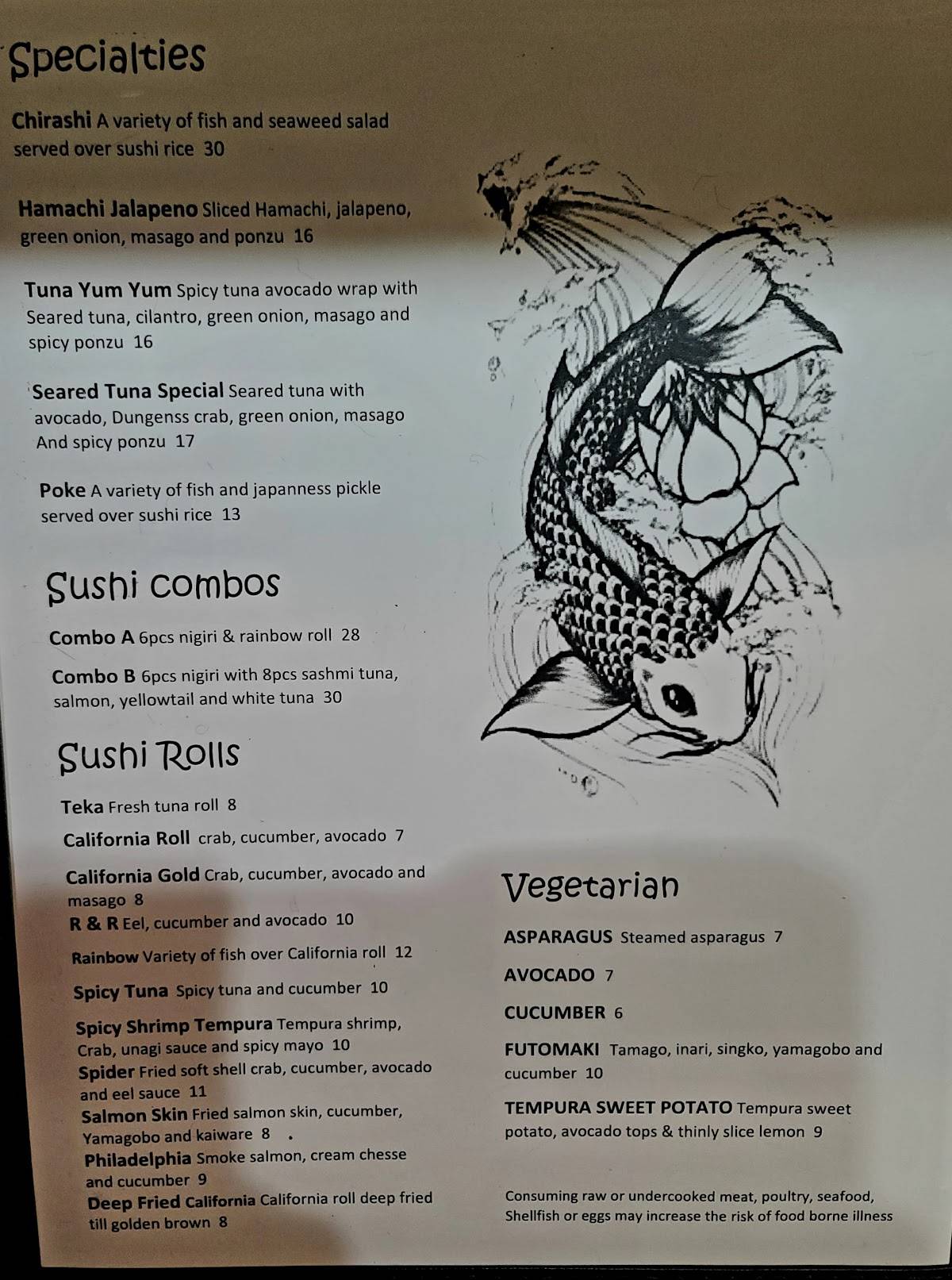Menu at Kawa River Sushi and Asian Bistro restaurant, Rogue River